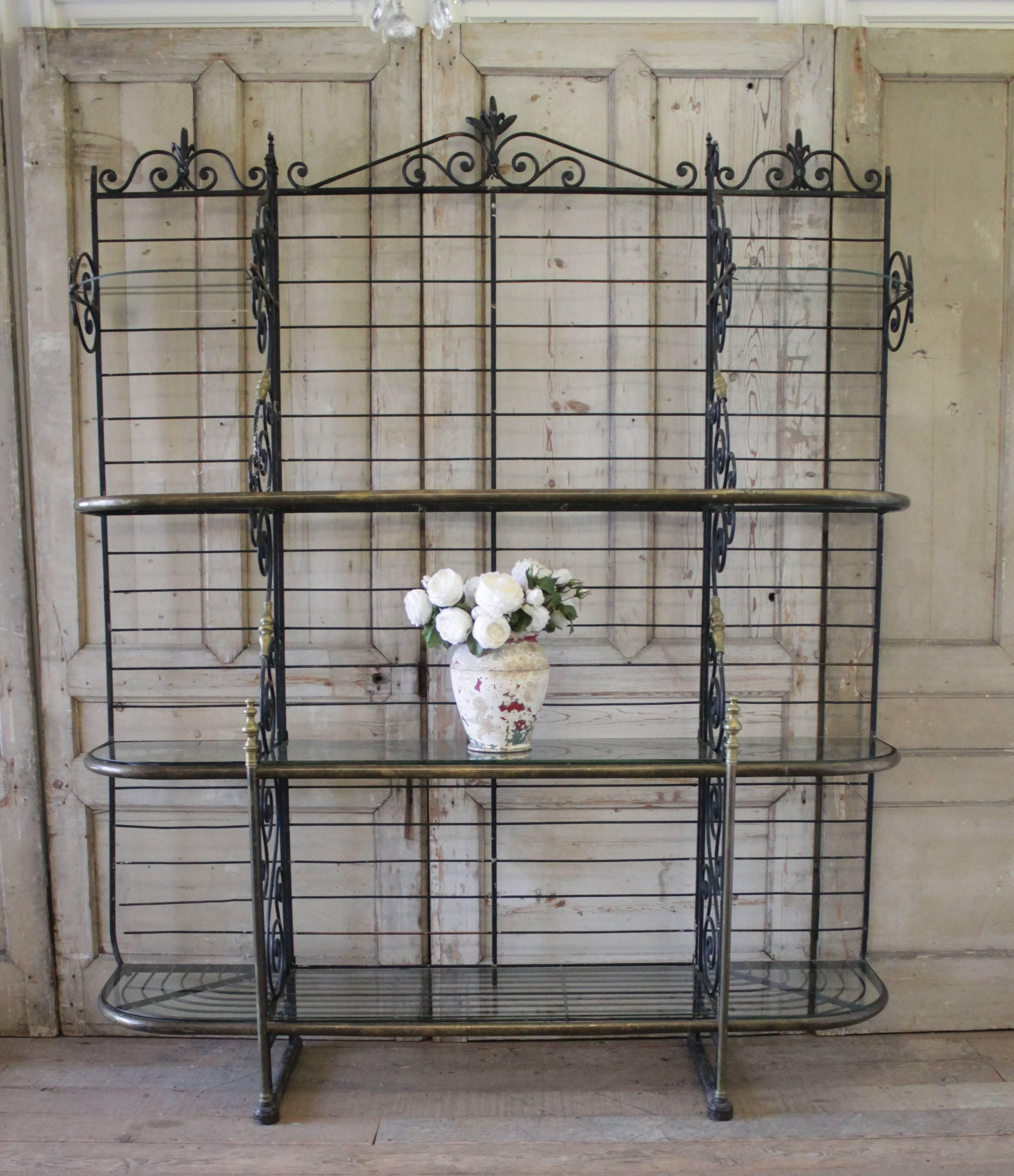 Large French Bakers Rack by Permit Fils Ltd, Paris, France In Distressed Condition In Old Town Orange, CA