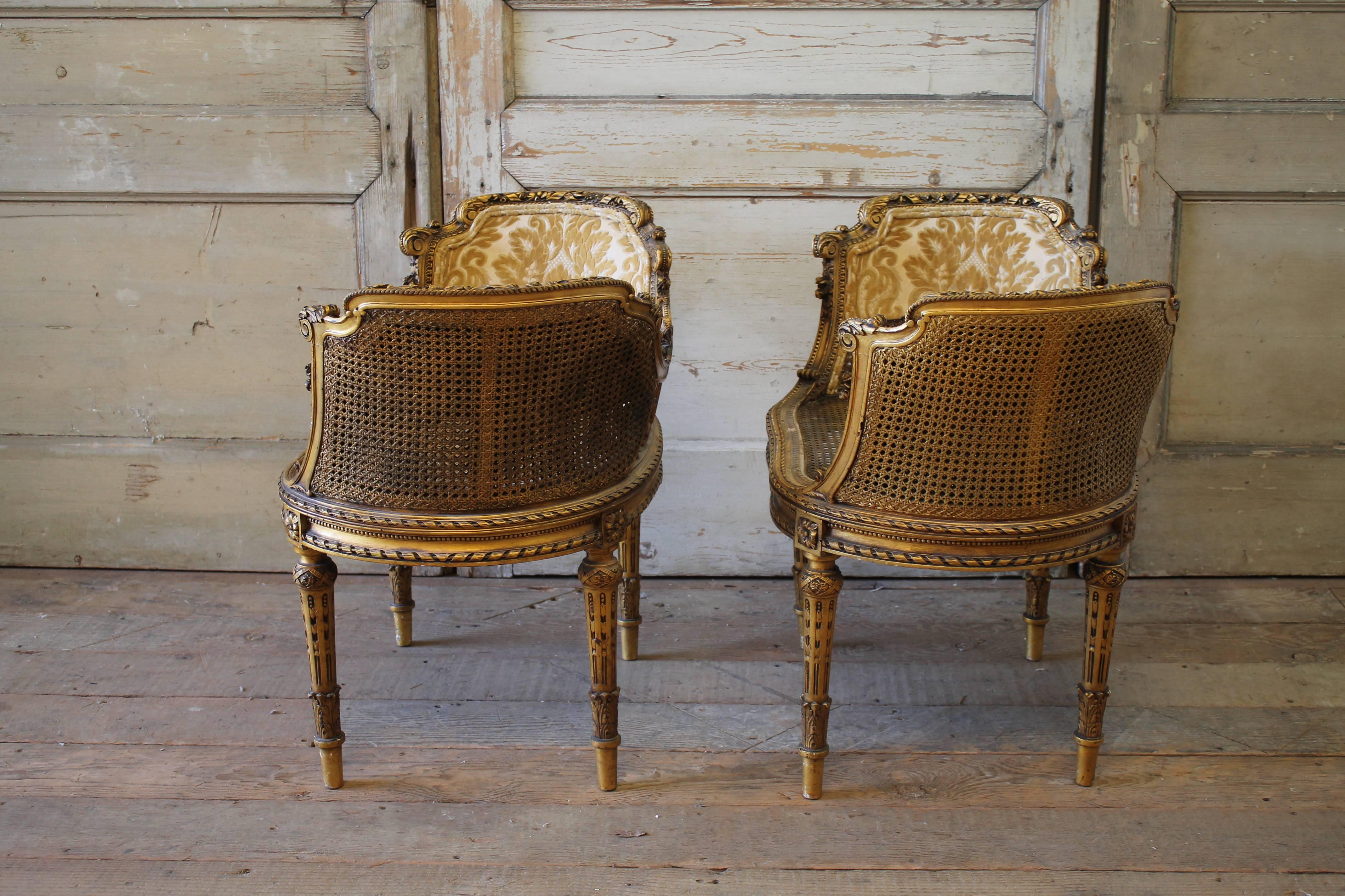 19th Century Giltwood Carved Louis XVI Style Vanity Chairs 6