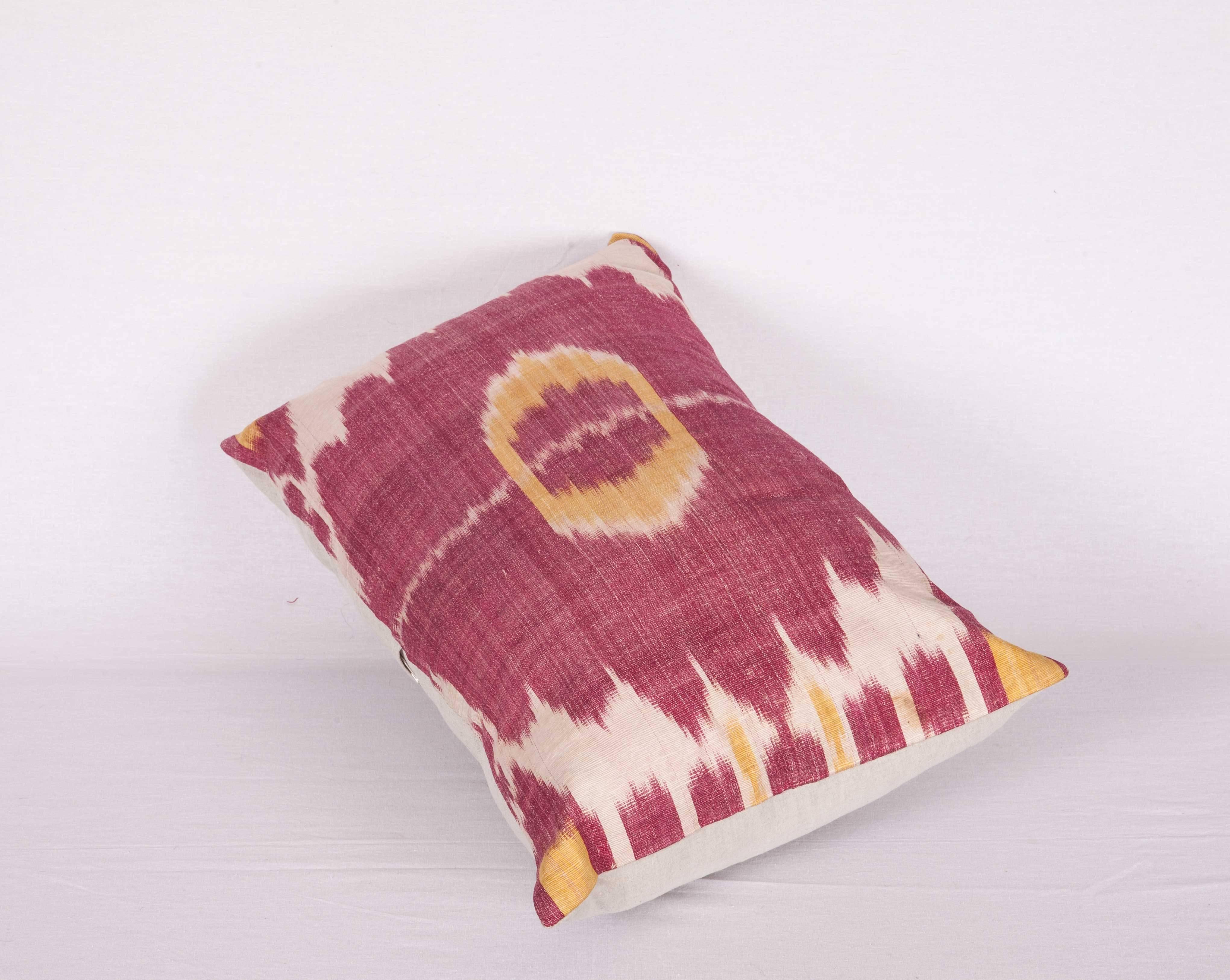 Tribal Pillow Made Out of a Late 19th Century Uzbek Bukhara Ikat Fragment