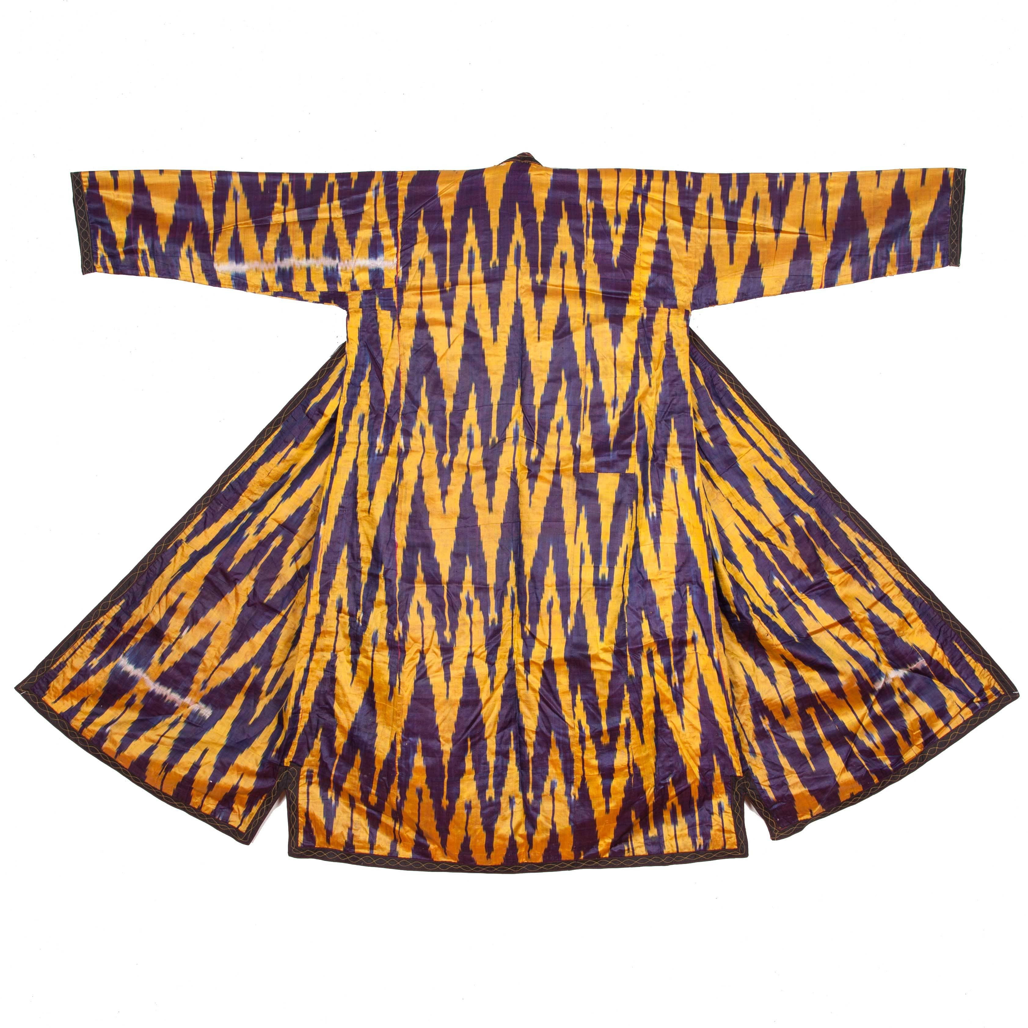 Late 19th Century Silk Ikat Chapan or Coat from Tajikistan