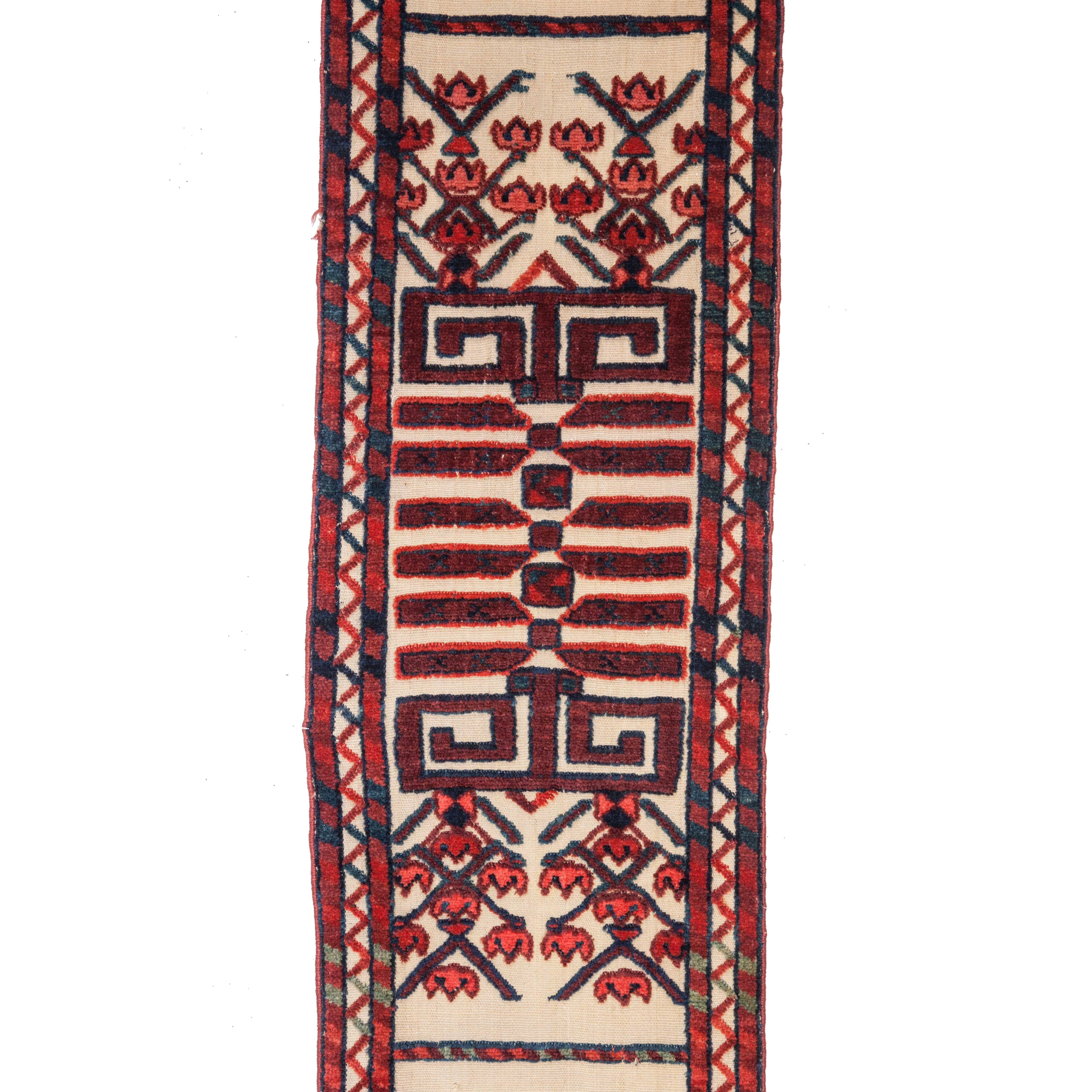 Mid-19th Century Turkmen Tekke Tribe Tent Band Fragment Wt Great Colors and Wool For Sale