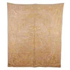 19th Century Indo Portuguese Silk Embroidery on Silk Background 8