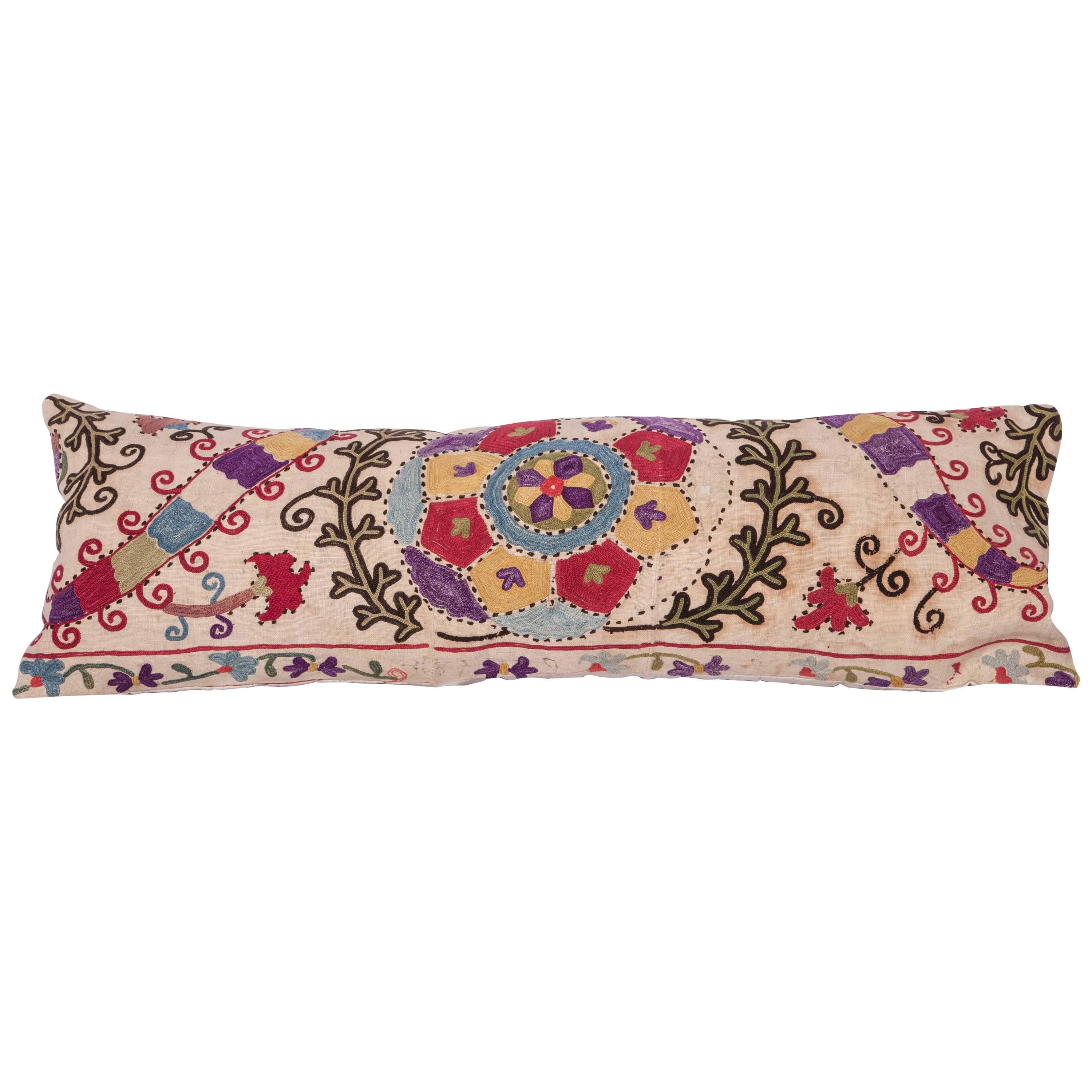 Antique Pillow Made Out of a Late19th Century, Uzbek Bukhara Suzani
