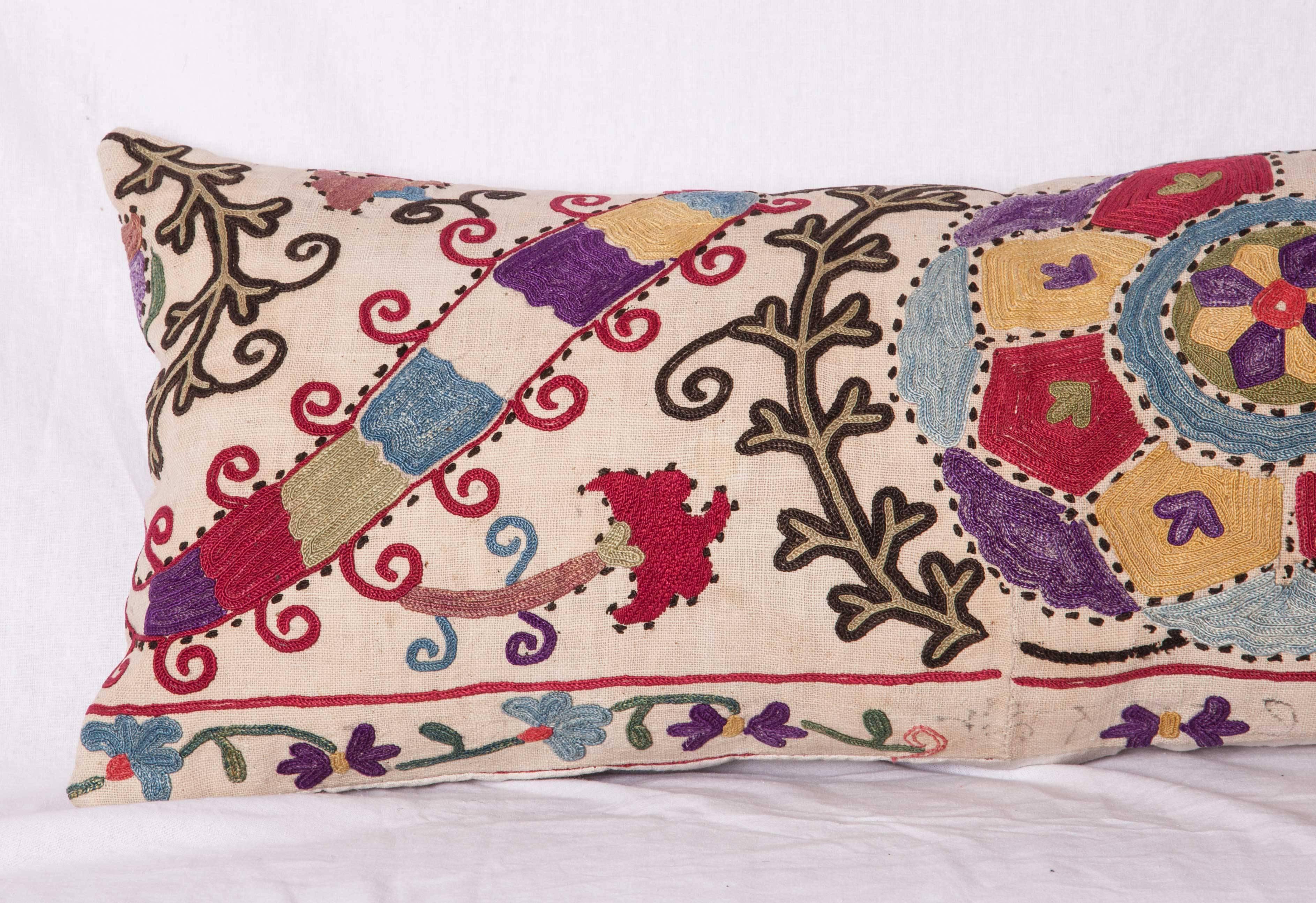 Embroidered Antique Pillow Made Out of a Late19th Century, Uzbek Bukhara Suzani