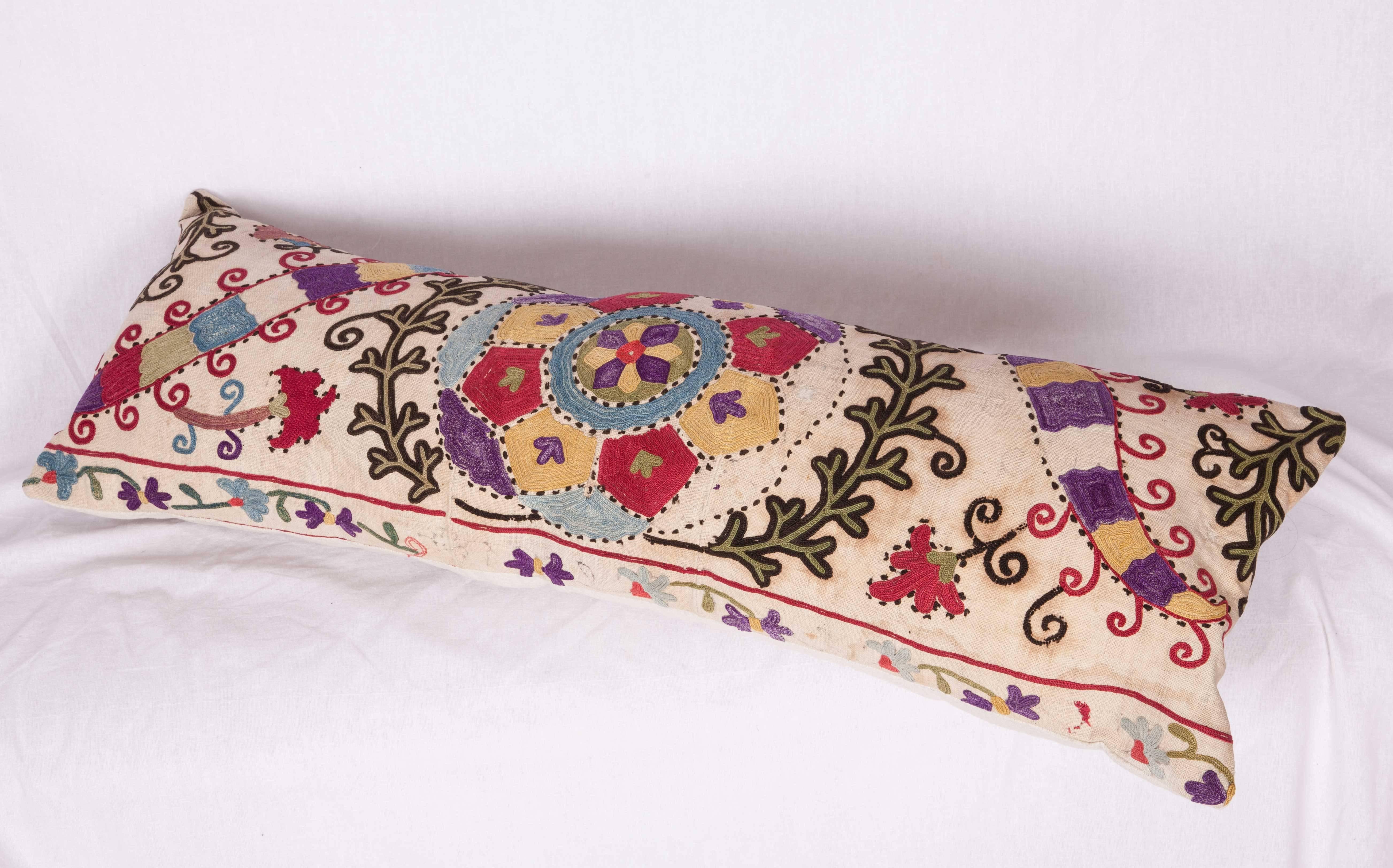 Cotton Antique Pillow Made Out of a Late19th Century, Uzbek Bukhara Suzani