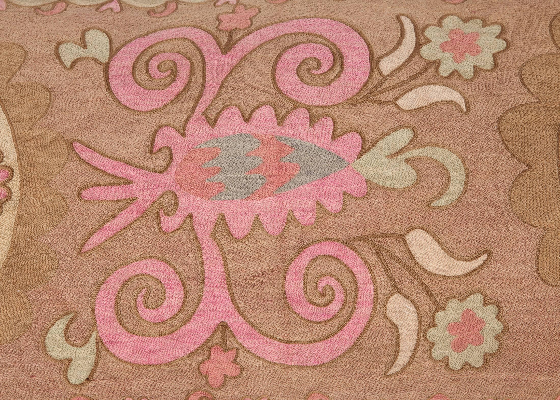 Islamic Mid-20th Century Uzbek Densly Embroidered Suzani Pillow