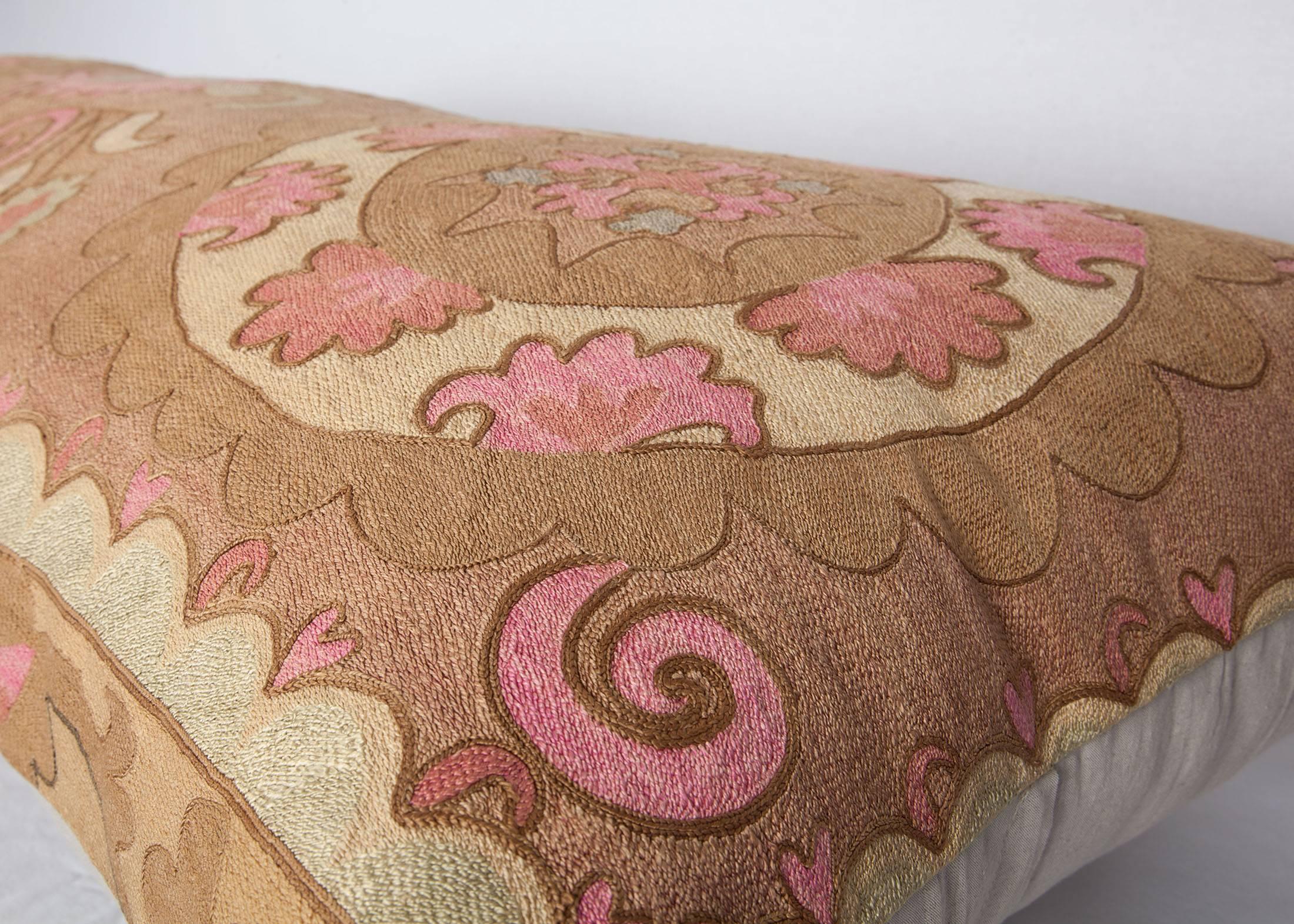 Mid-20th Century Uzbek Densly Embroidered Suzani Pillow 3