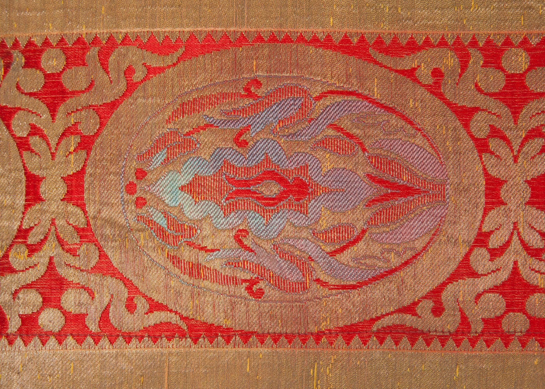 Woven Early 20th Century Central Asian Brocaded Pillow For Sale