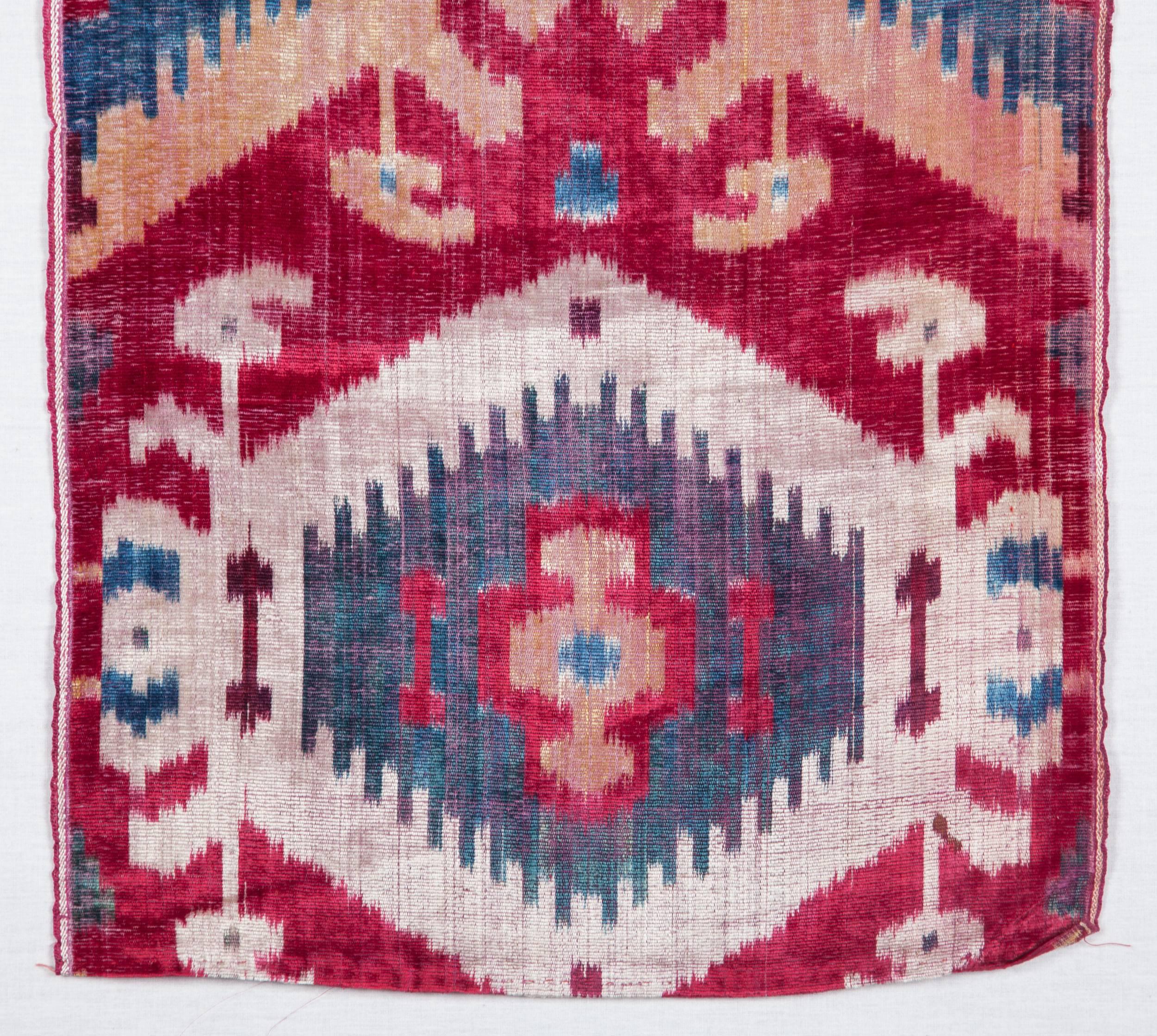 Tribal 19th Century, Uzbek Silk Velvet Ikat Panel