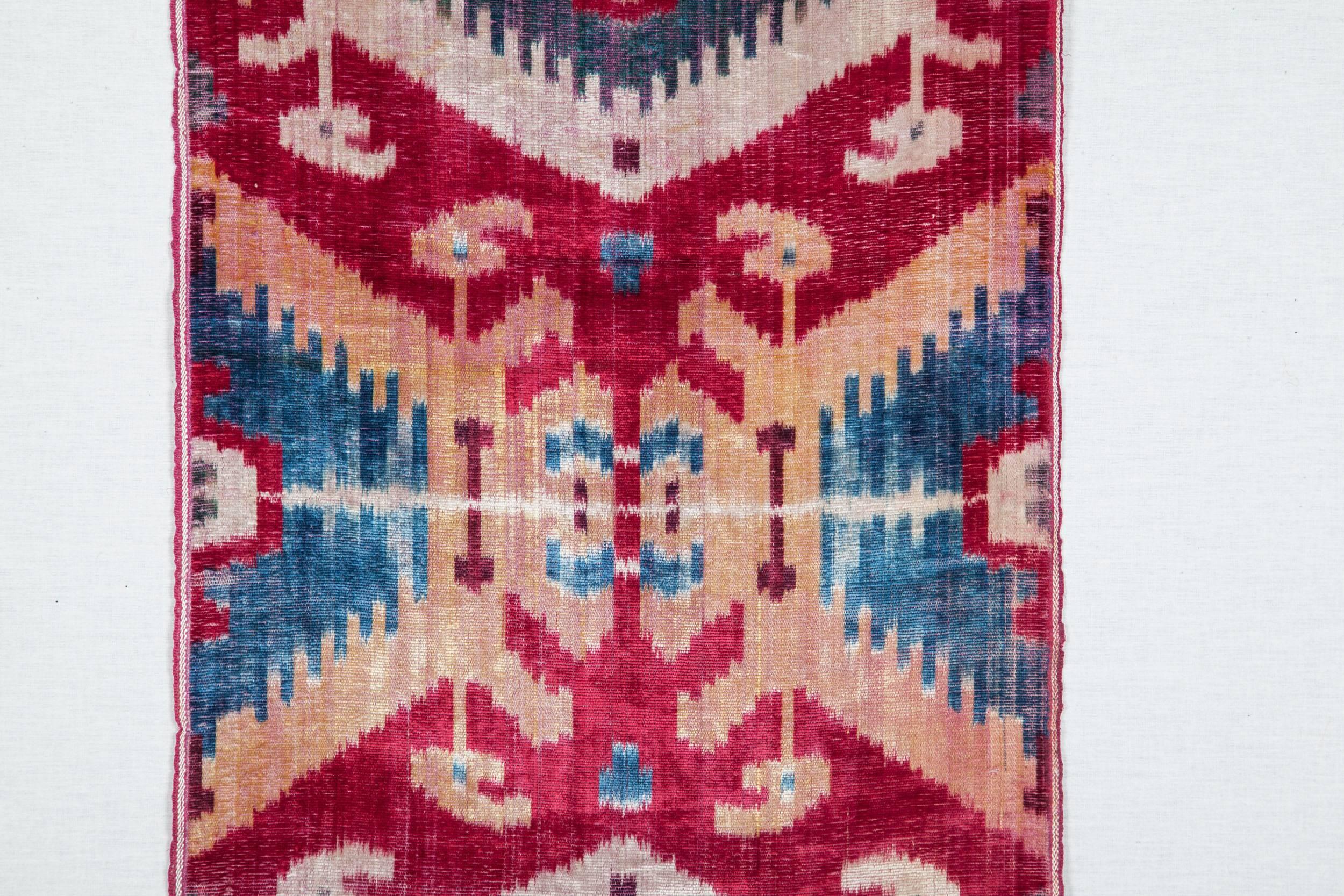 Woven 19th Century, Uzbek Silk Velvet Ikat Panel