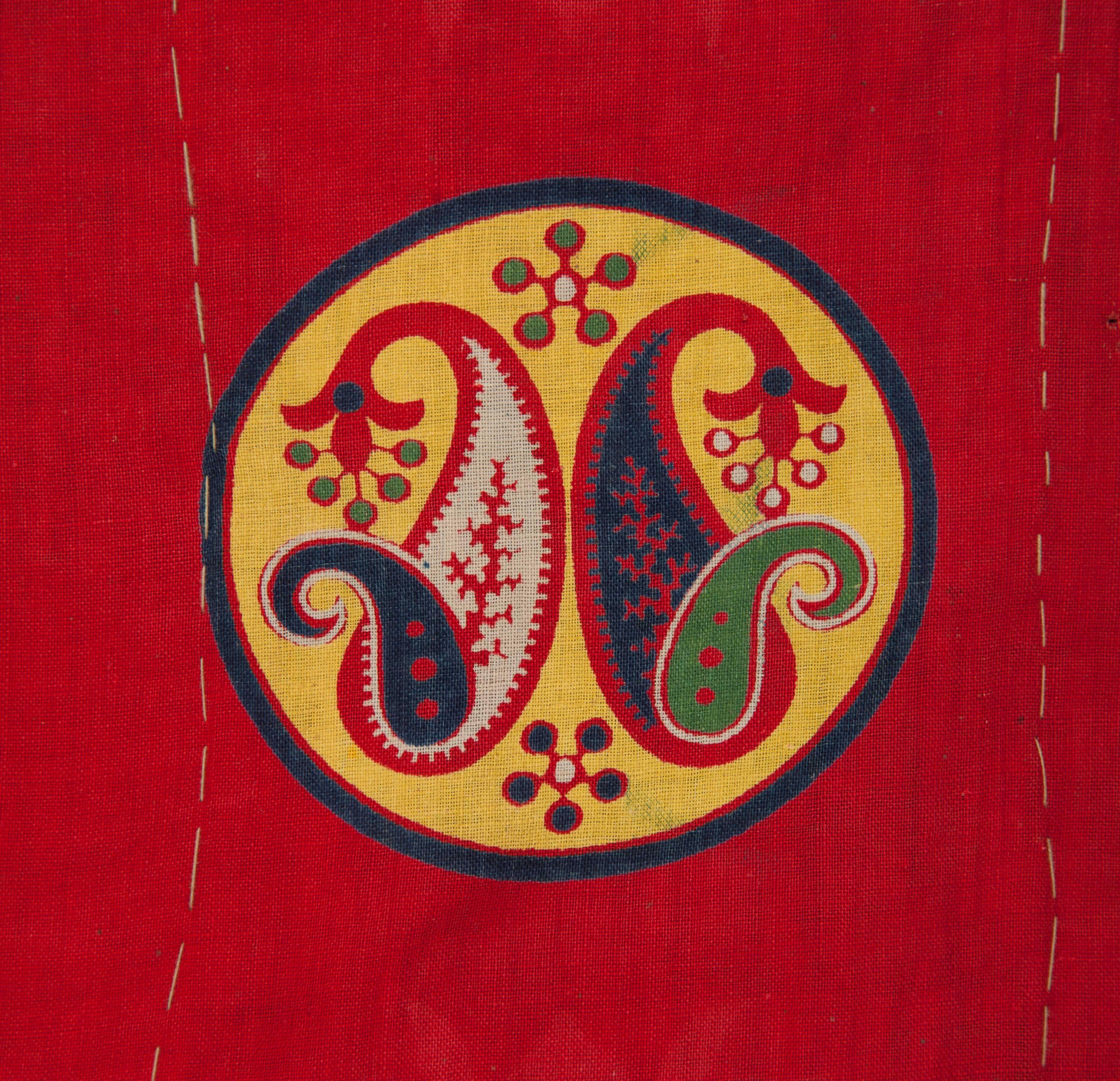 Late 19th-Early 20th Century Silk Uzbek Suzani, Fantastic Russian Cotton Print 2