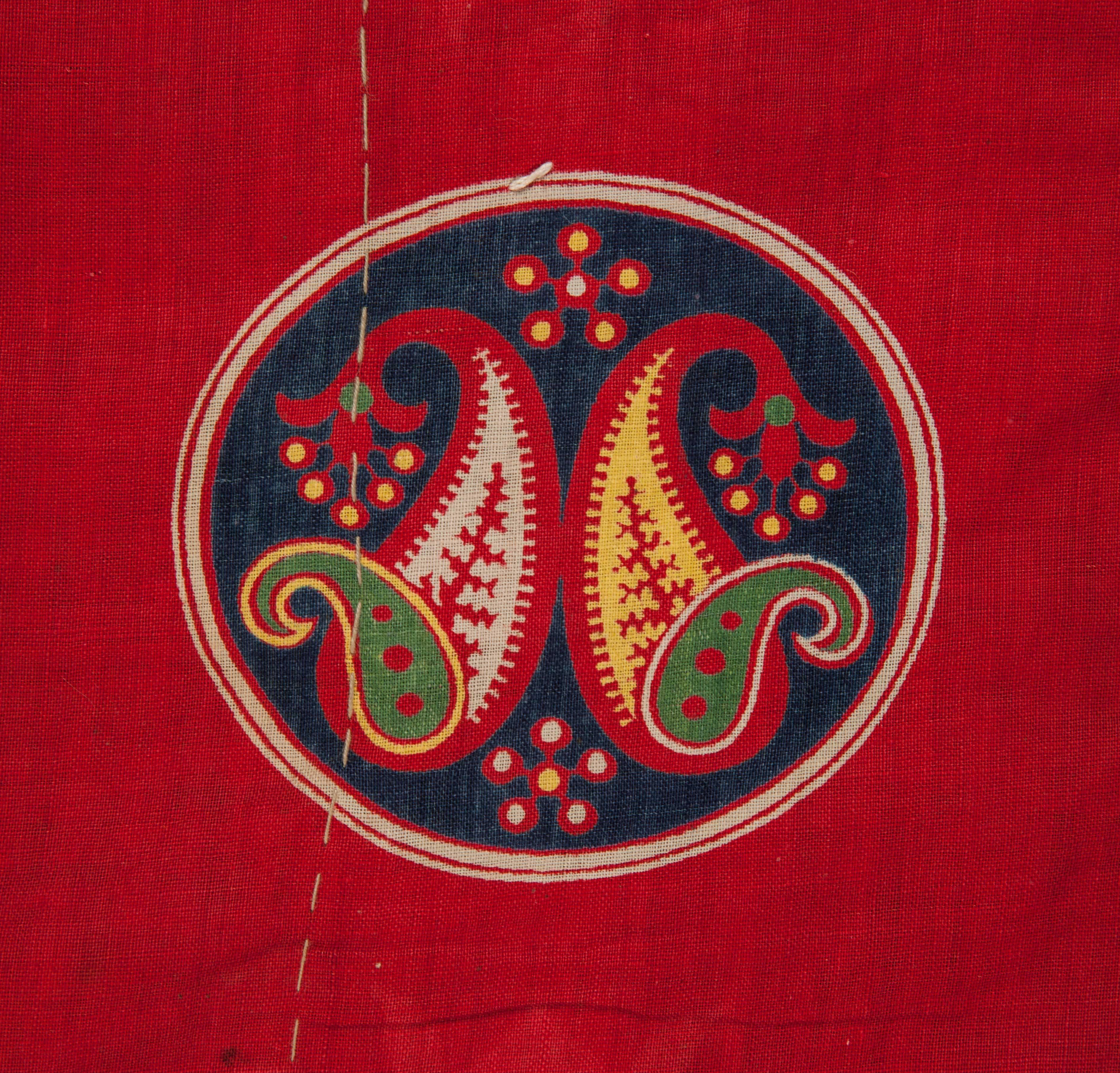 Late 19th-Early 20th Century Silk Uzbek Suzani, Fantastic Russian Cotton Print 3