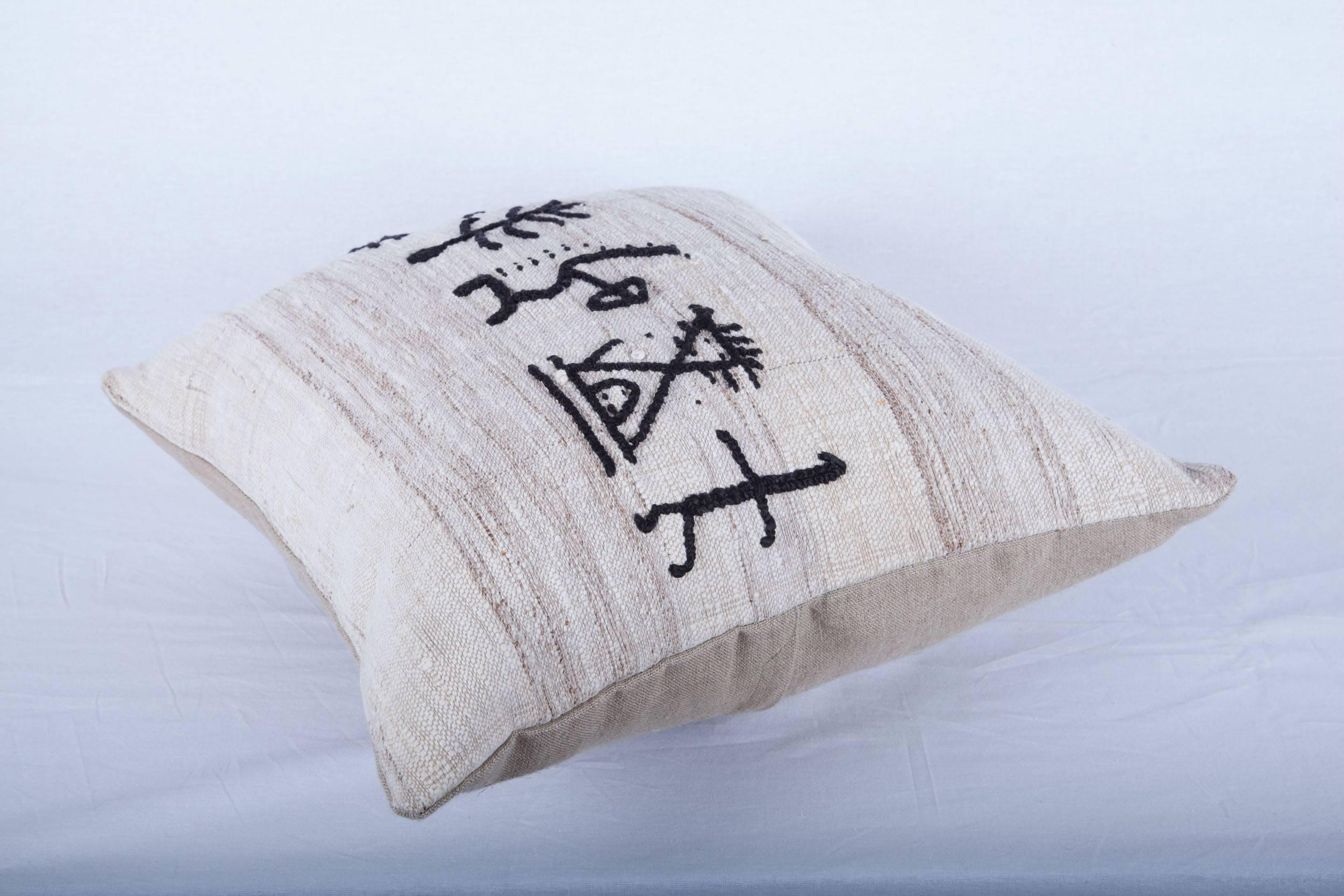 Contemporary Pillow with a New Design on a Vintage Anatolian Nomadic Kilim, by Seref Ozen