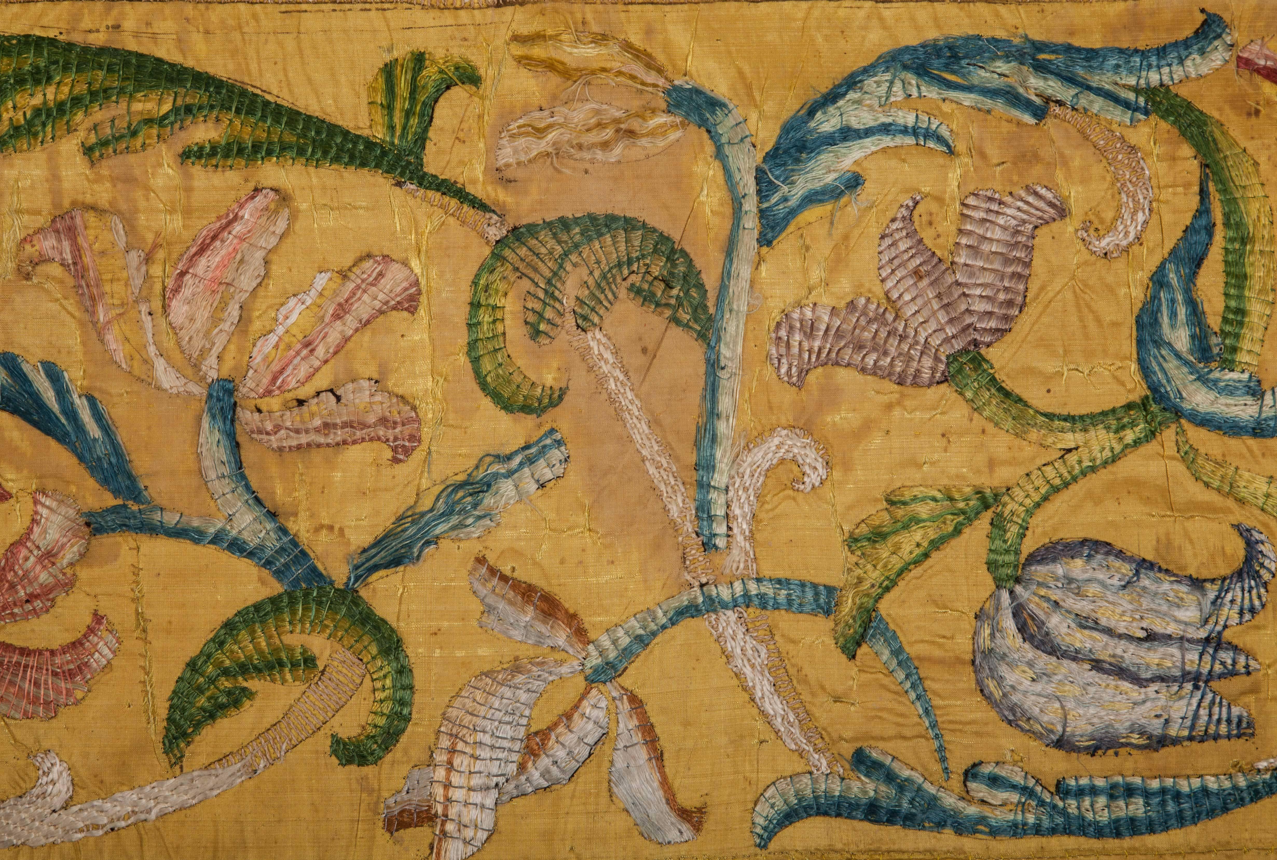 18th Century and Earlier 17th-18th Century Italian Silk Embroidery
