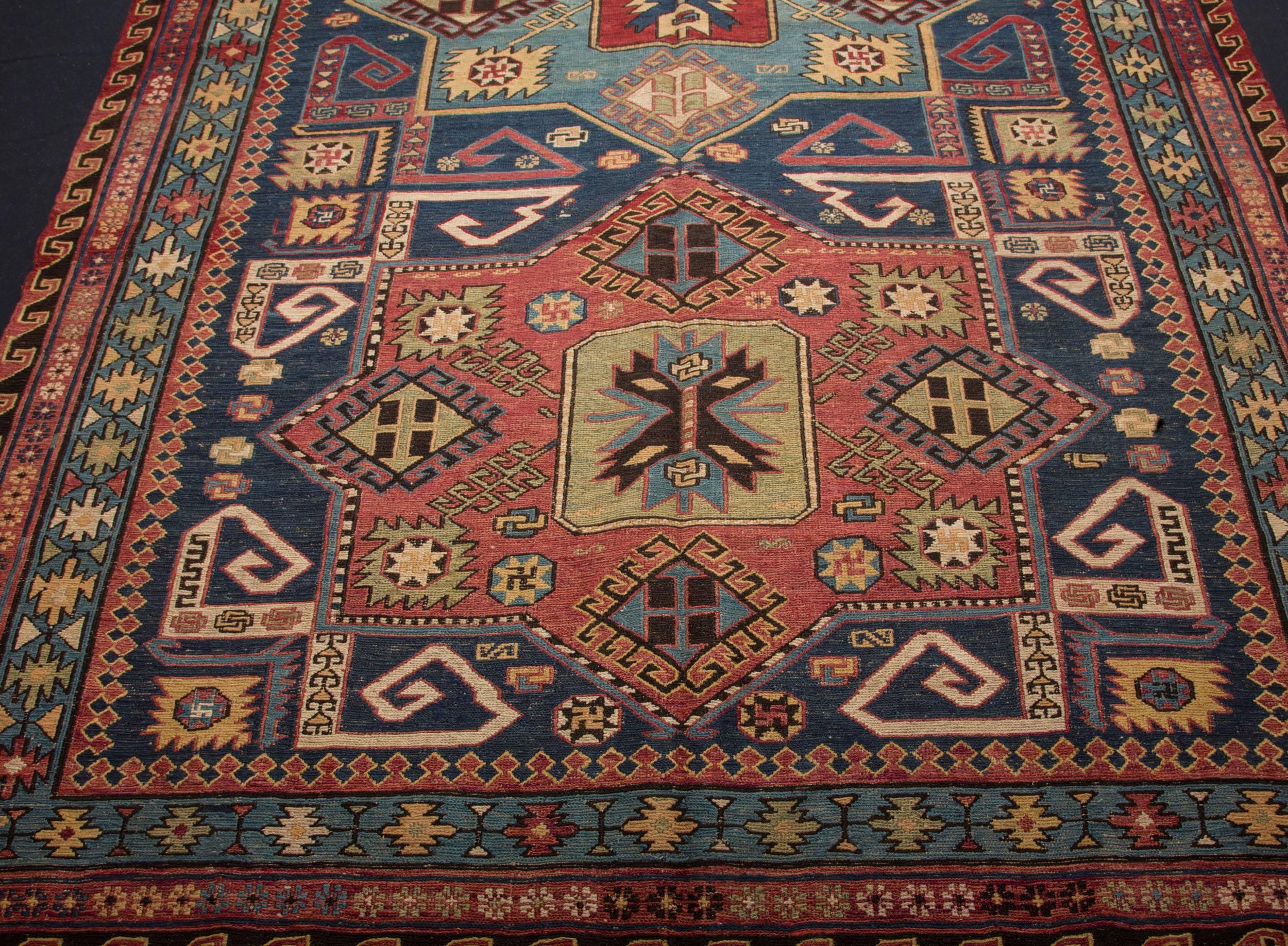 Late 19th to Early 20th Century Caucasian Sumak Rug 5'1'' x 13'0'' In Good Condition In Istanbul, TR