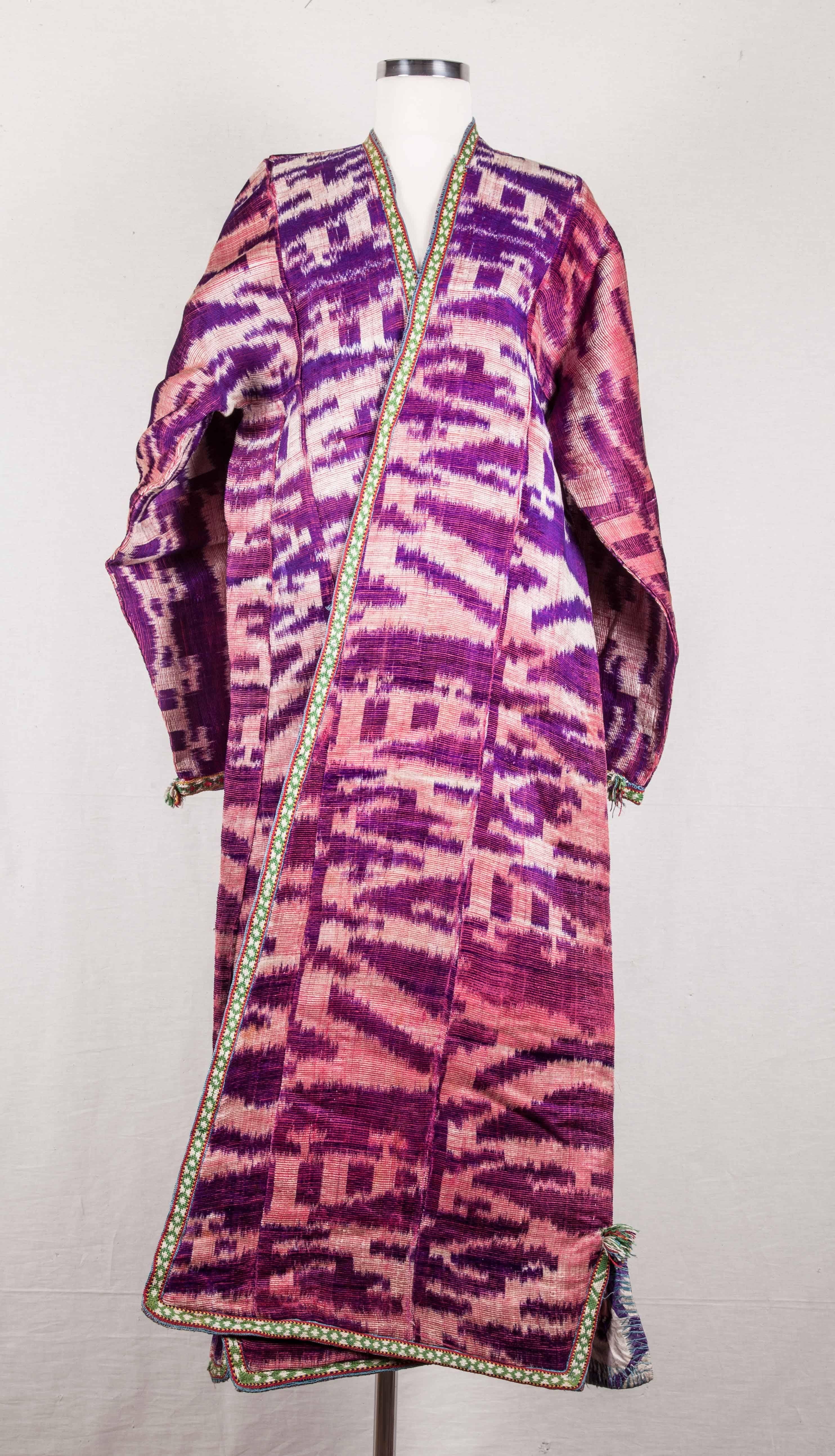 Late 19th Century Uzbek Silk Velvet Ikat Chapan / Coat 1