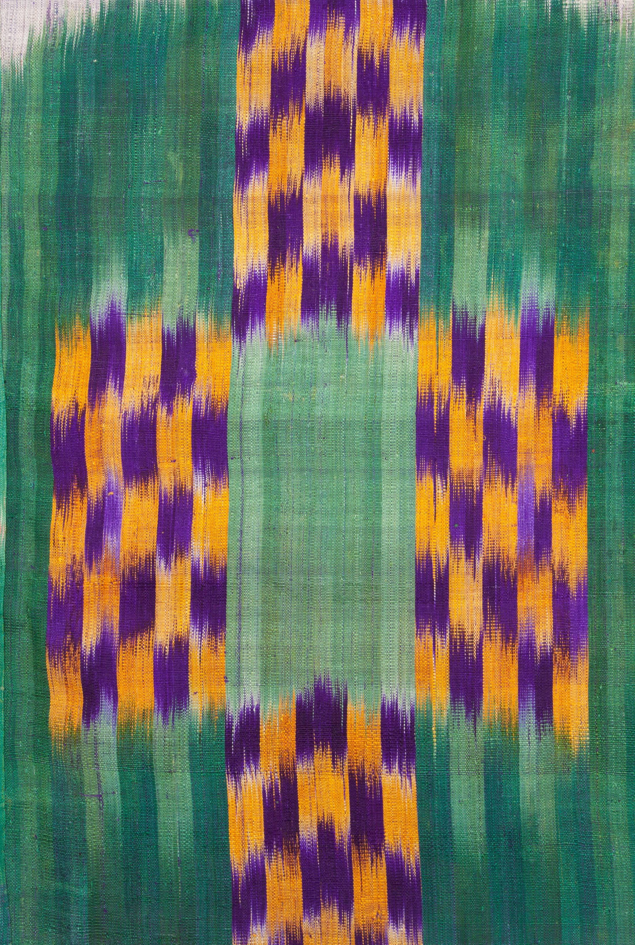 Tribal Early 20th Century Ikat Fragment, Backed on Linen 2'9'' x 3'0''