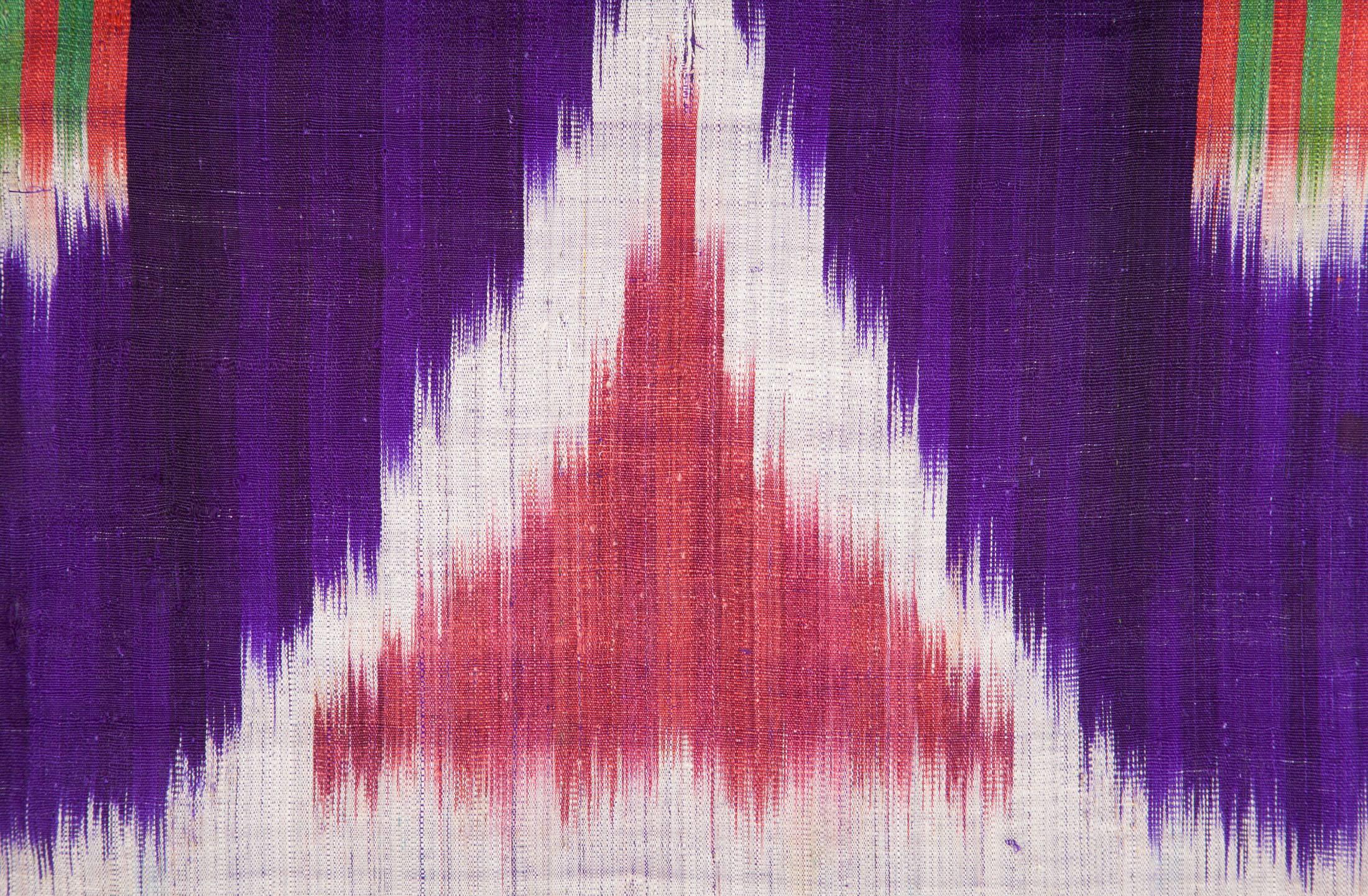 Woven Early 20th Century Ikat Fragment, Backed on Linen 2'9'' x 3'0''