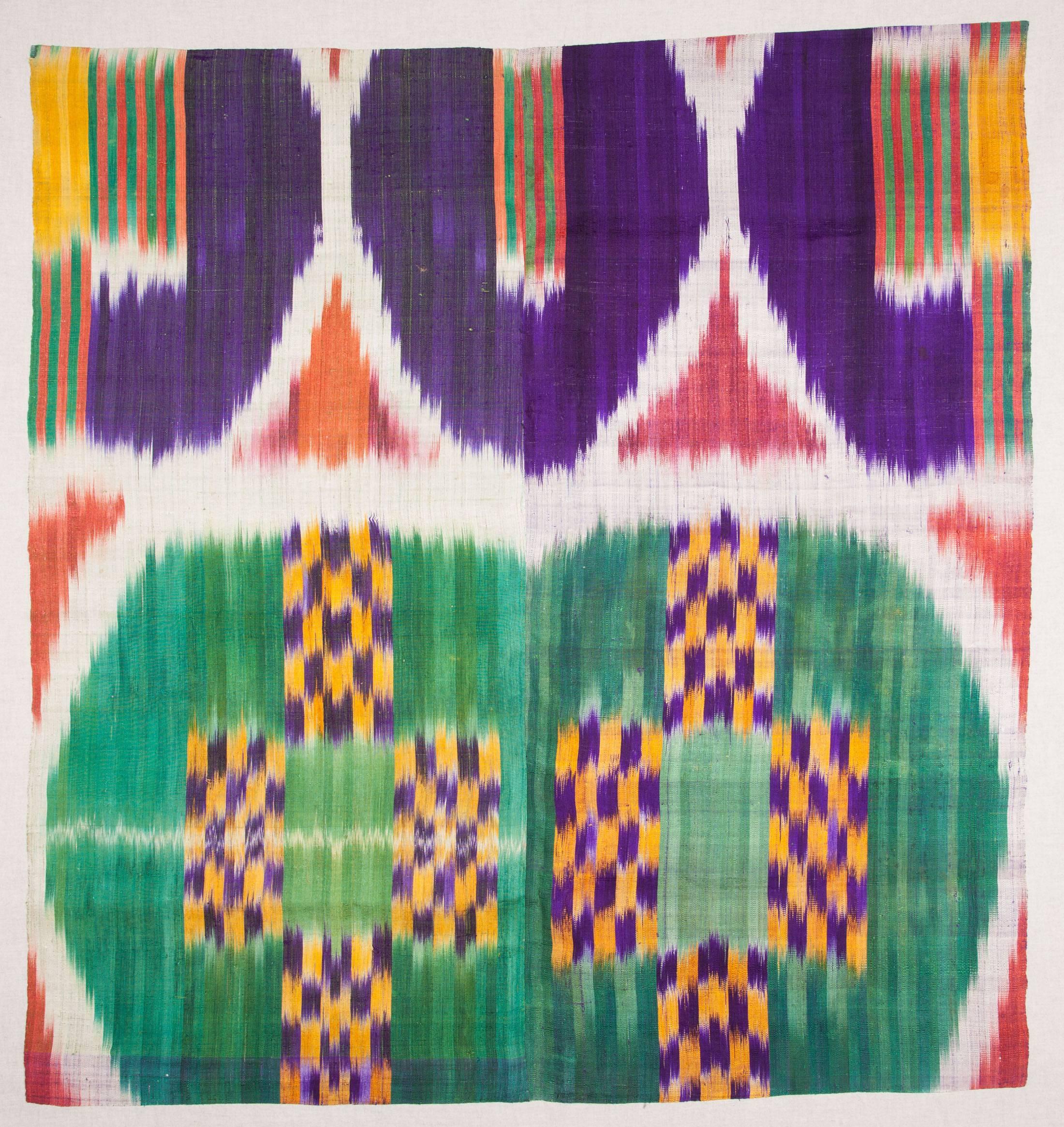 Early 20th Century Ikat Fragment, Backed on Linen 2'9'' x 3'0'' 1