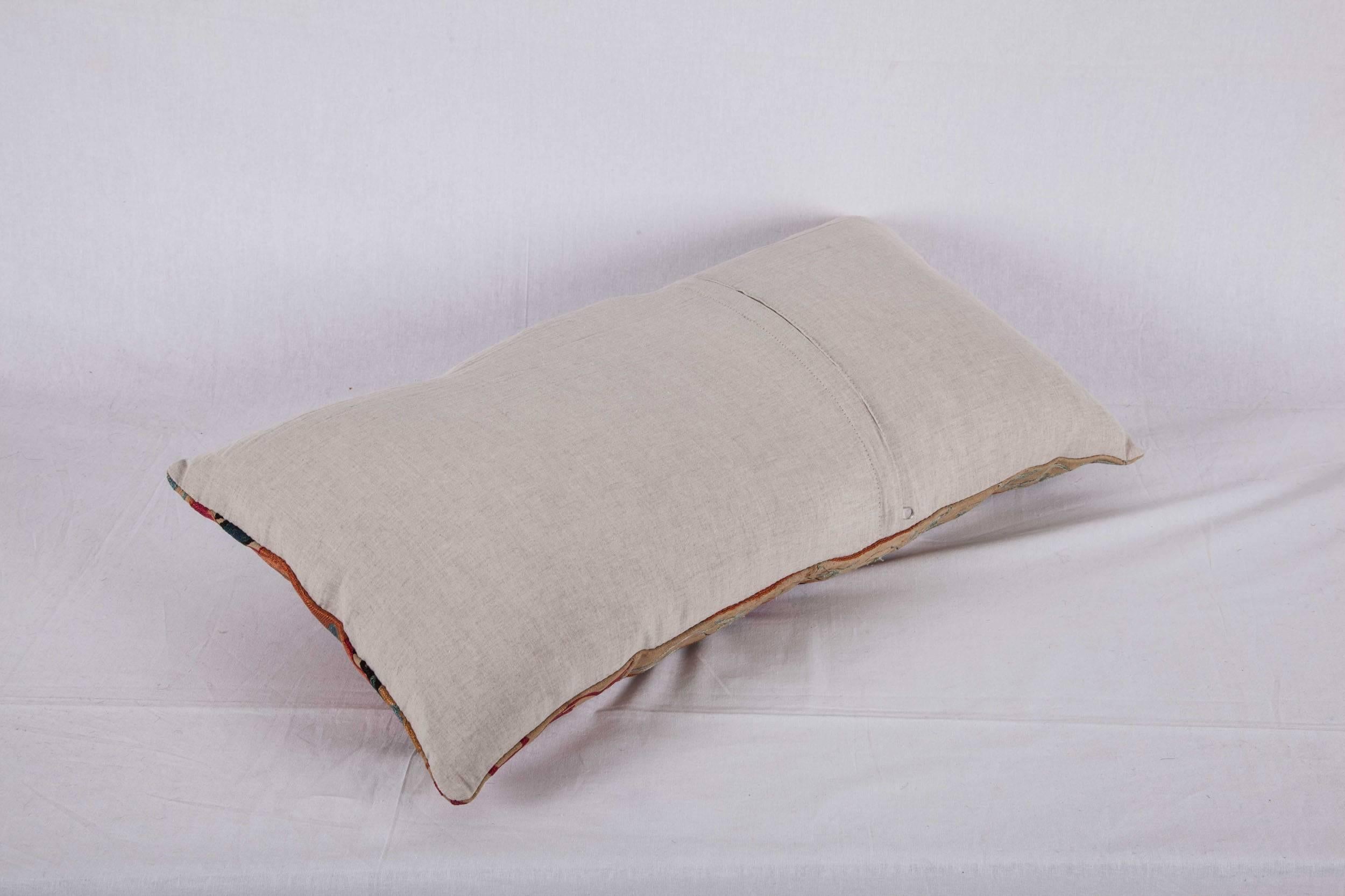 Cotton Pillow Fashioned from an Antique 19th Century Uzbek Suzani