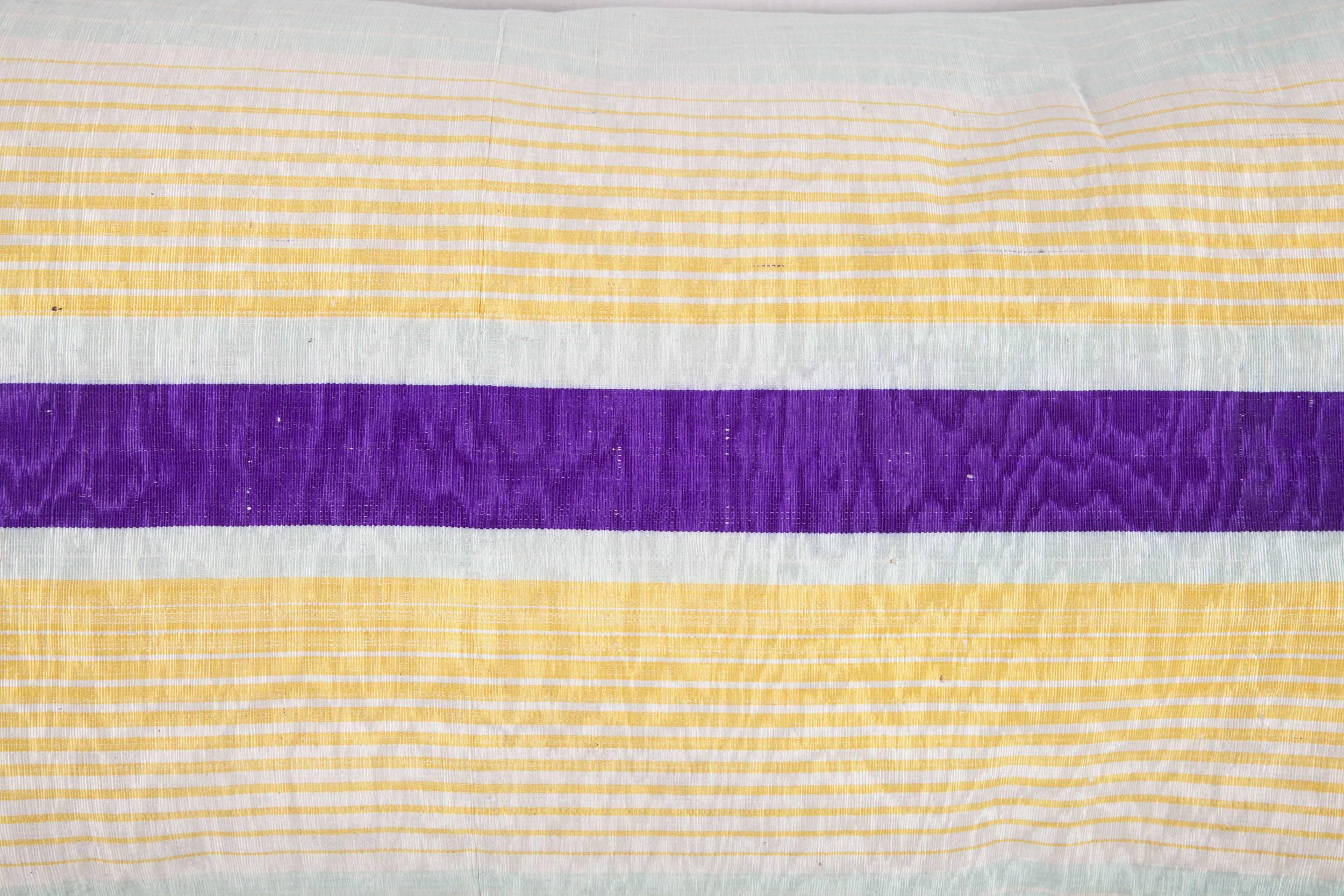 Tribal Pillow Fashioned from an Early 20th Century Uzbek Silk Textile For Sale