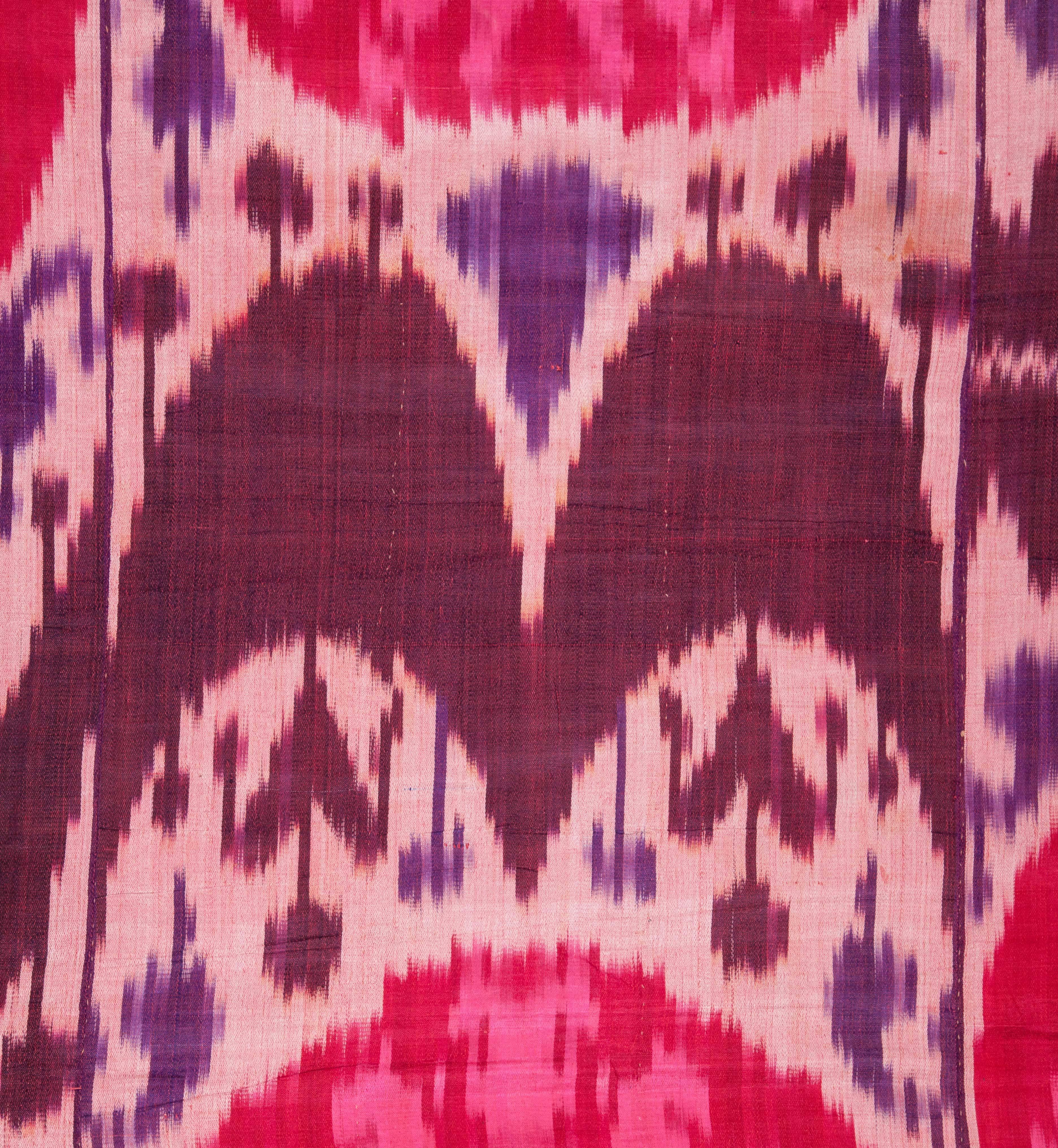 Uzbek Early 20th Century Central Asian Satin Ikat Panel / Hanging