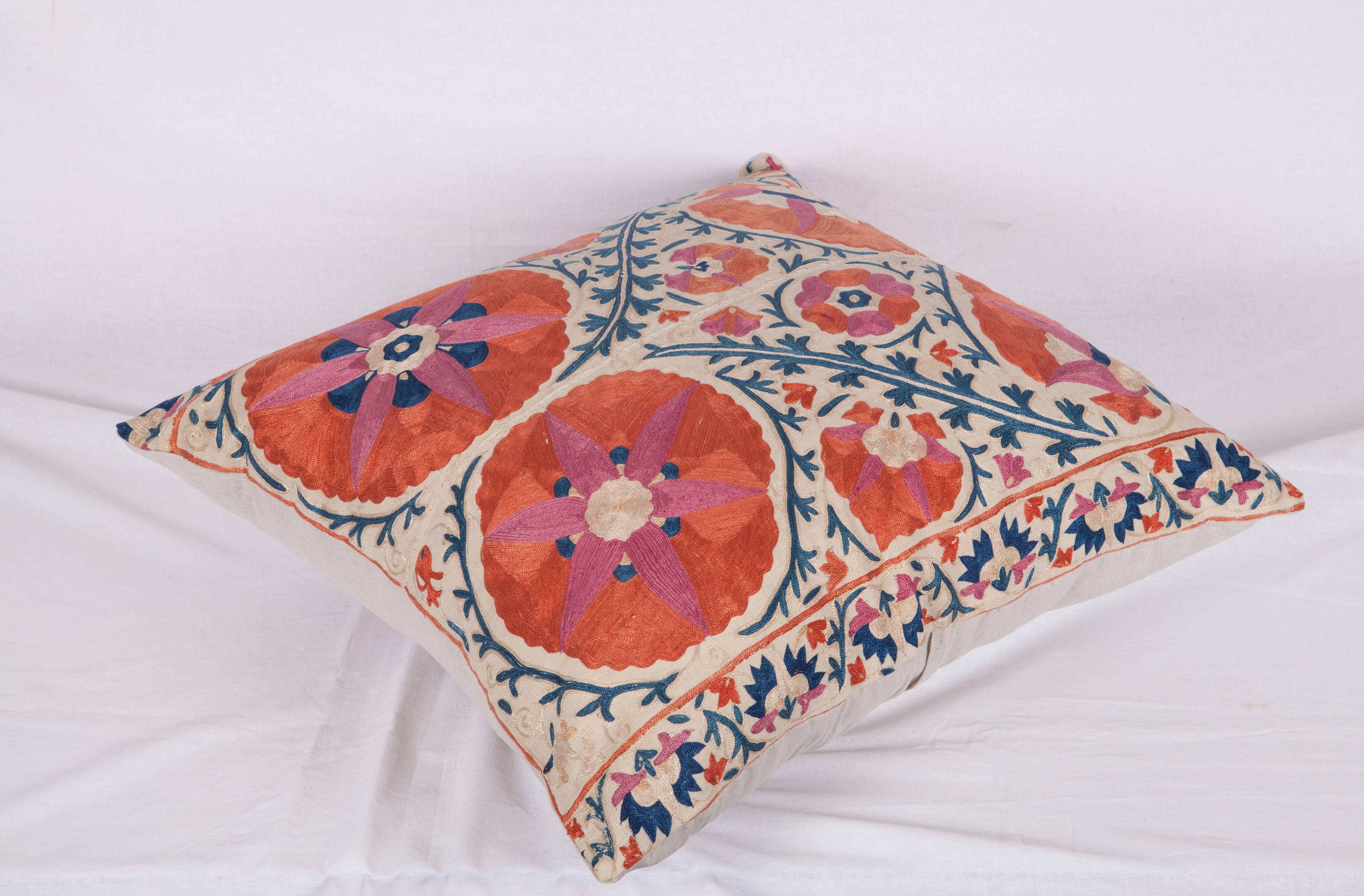 Mid-19th Century Suzani Pillow Fashioned from an Antique Uzbek Suzani Fragment 2