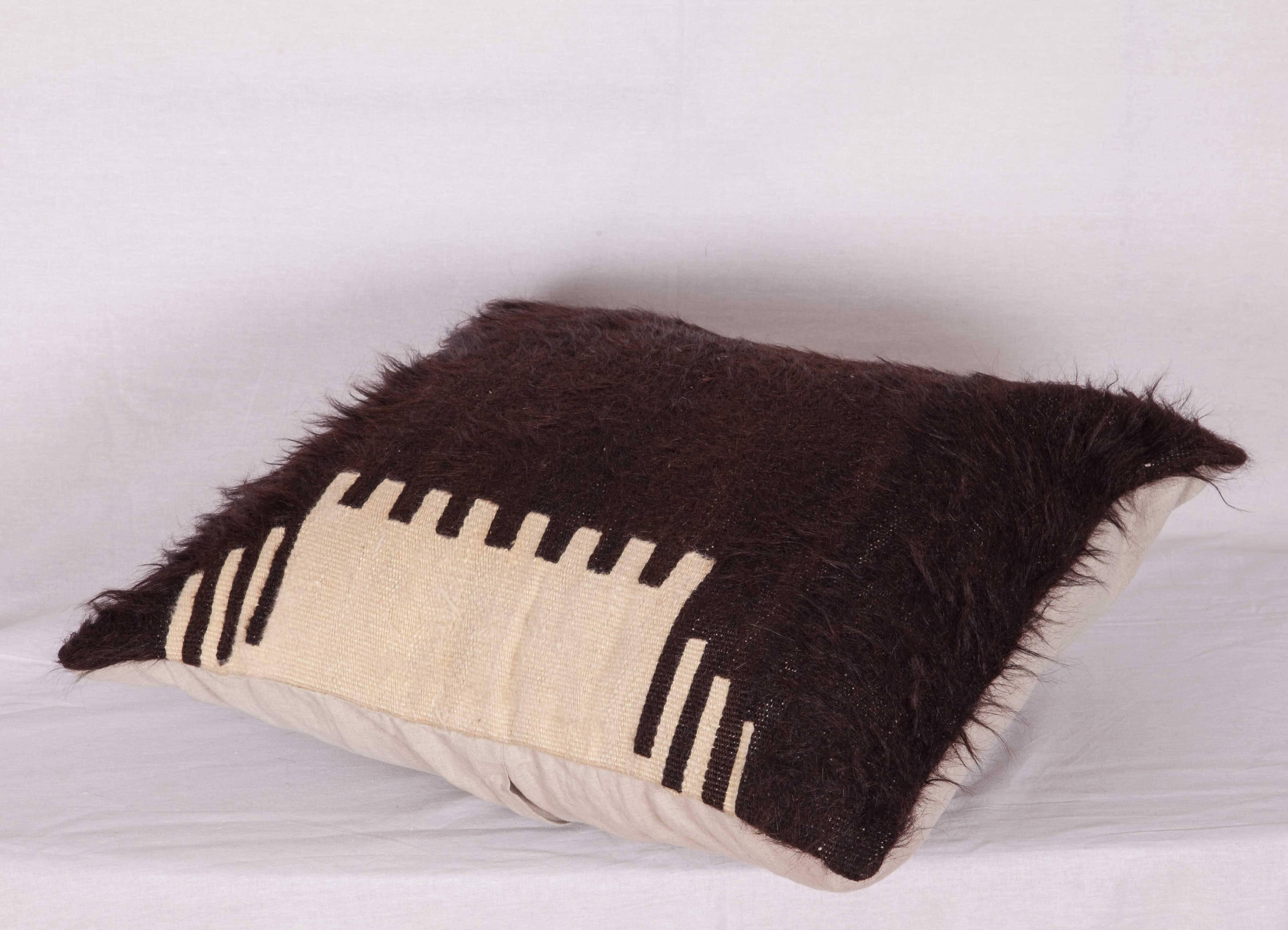 Hand-Woven Pillow Made Out of an Mid-20th Century Siirt Angora Blanket