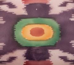 Early 20th Century Kuznetsov Ceramic Plate, Glazed with Spray Ikat Design