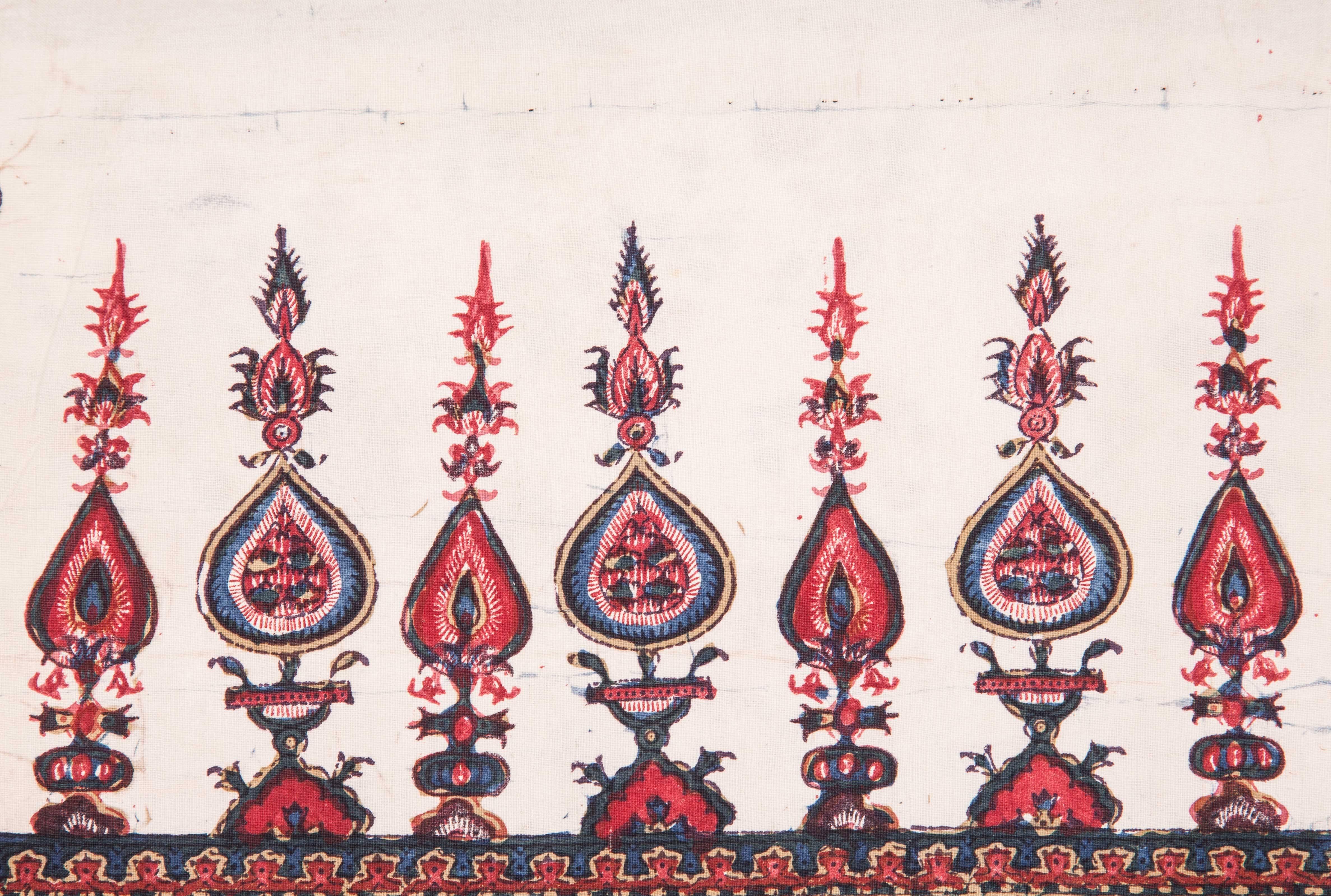 Cotton 19th Century Indian Qalamkari Panel for Persian Market