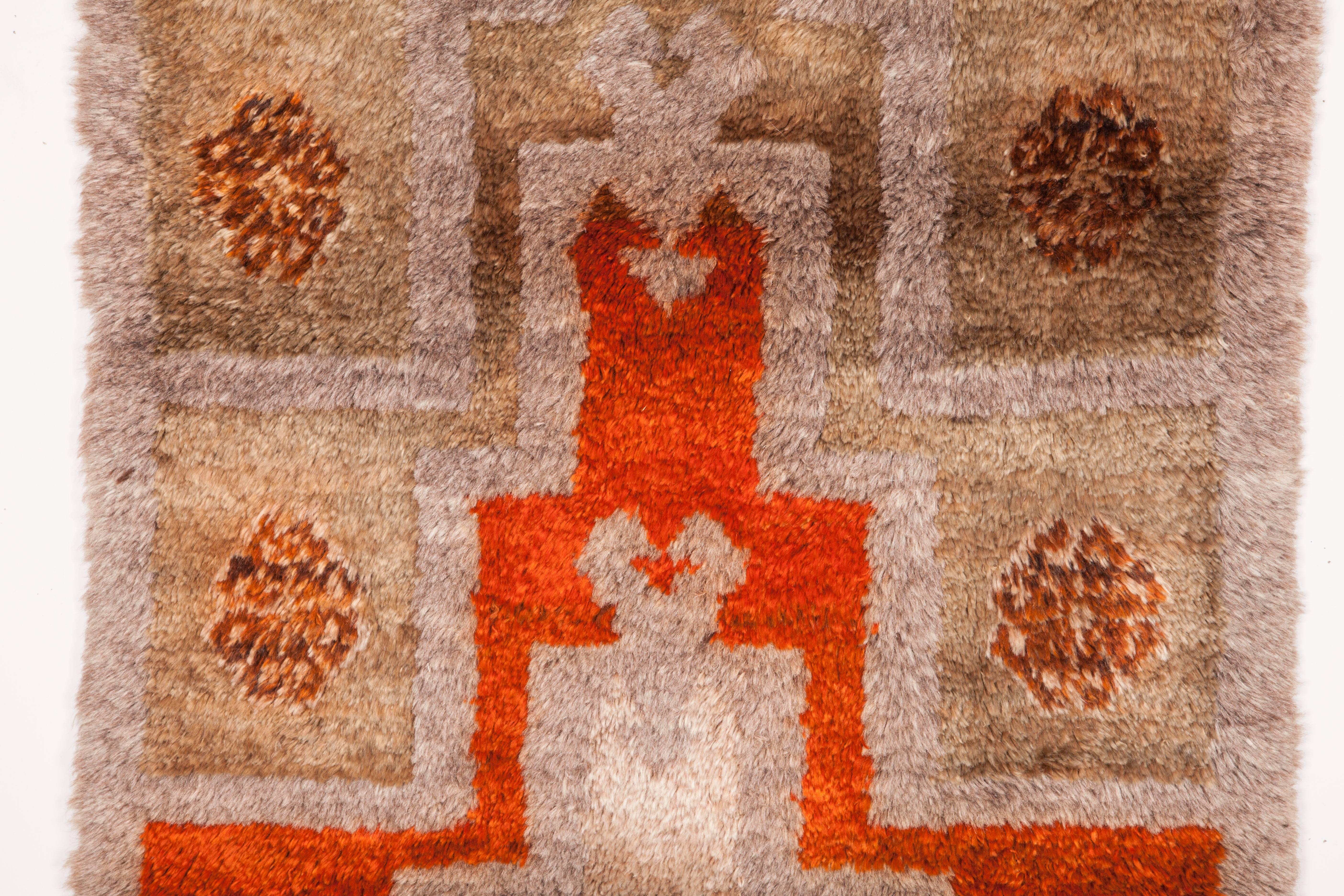 Turkish Vintage Central Anatolian, Angora and Wool Mix Tulu Rug