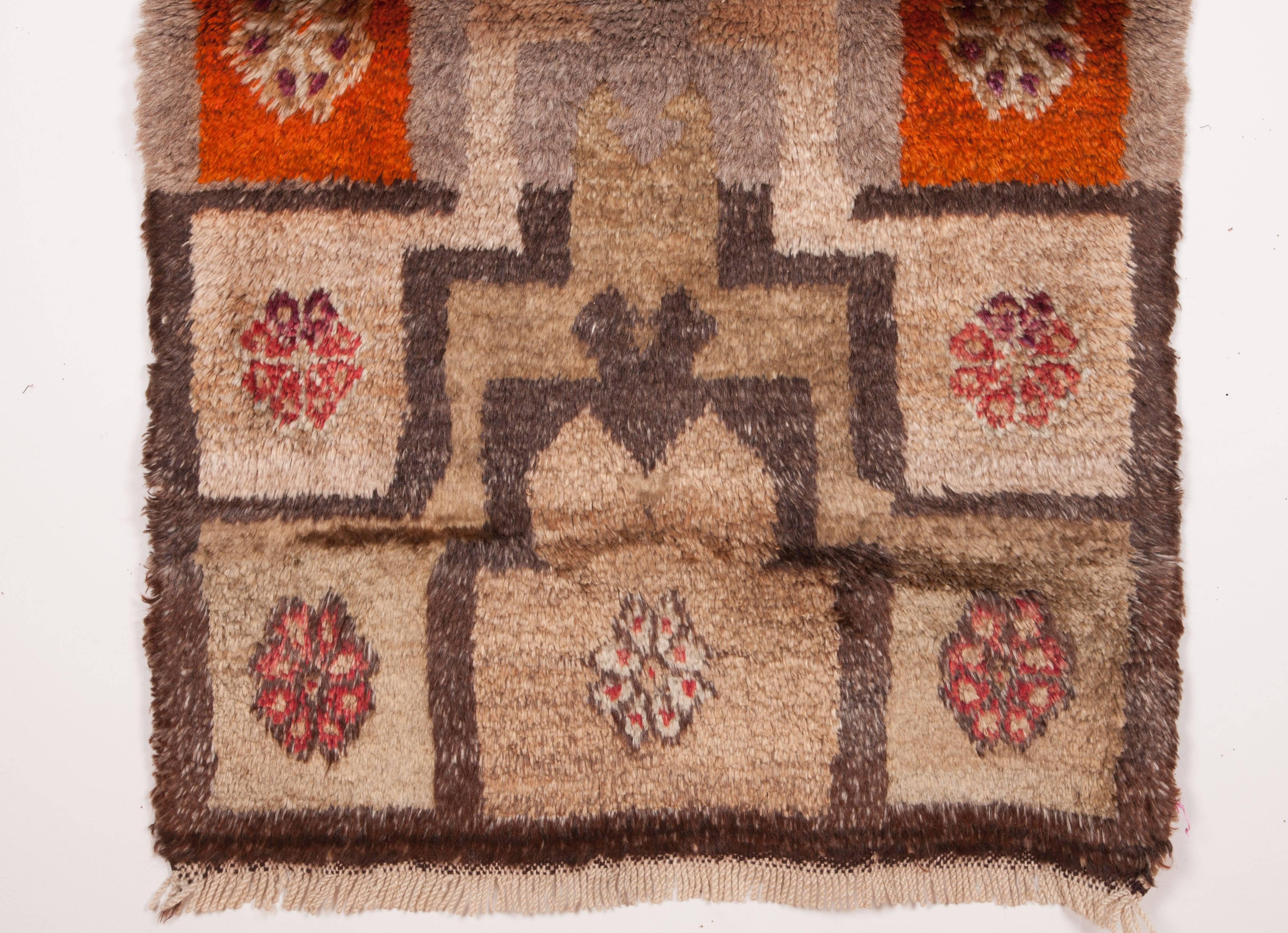 Hand-Woven Vintage Central Anatolian, Angora and Wool Mix Tulu Rug