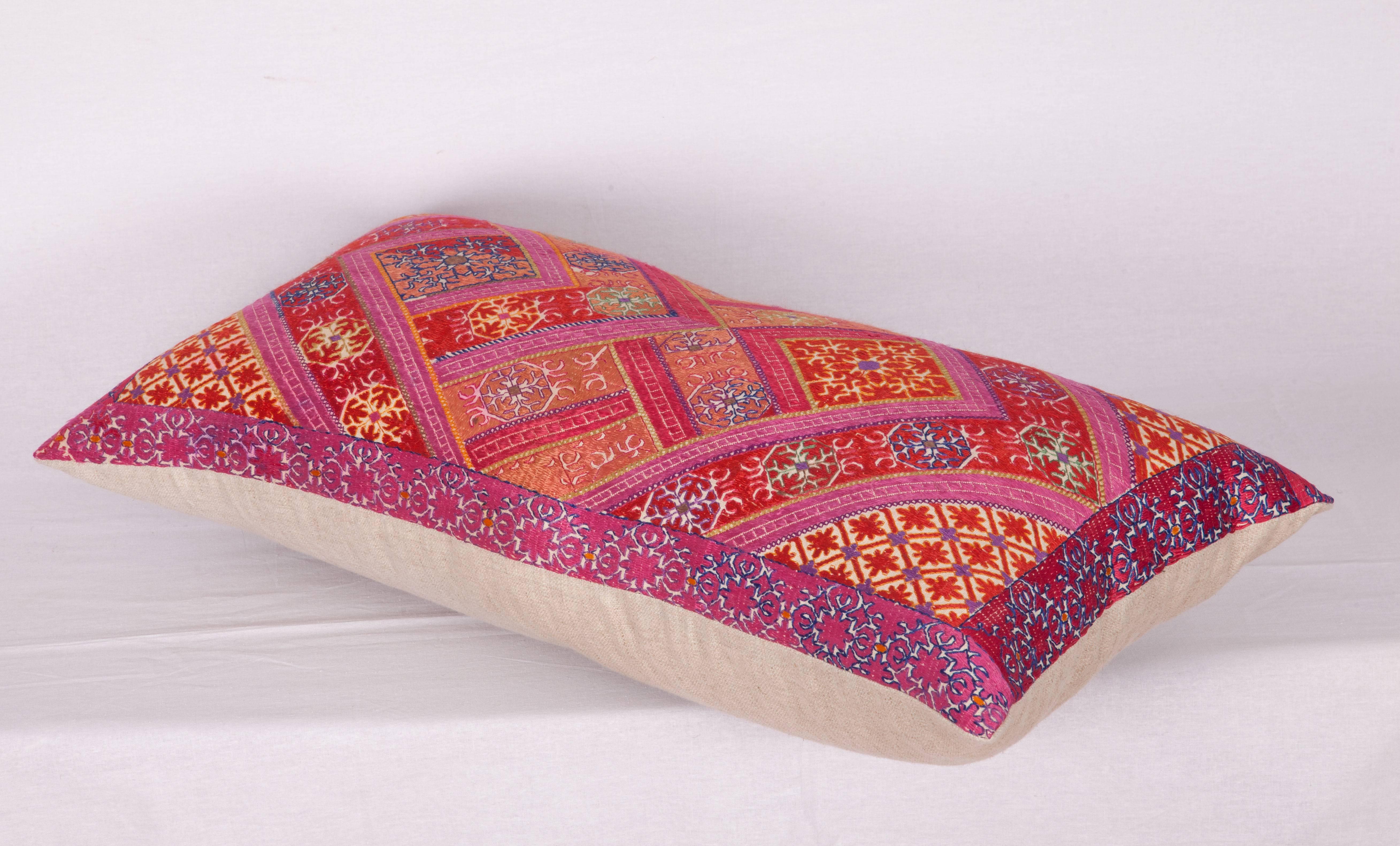 Cotton Pillow Made Out of a Mid-20th Century Swat Embroidery