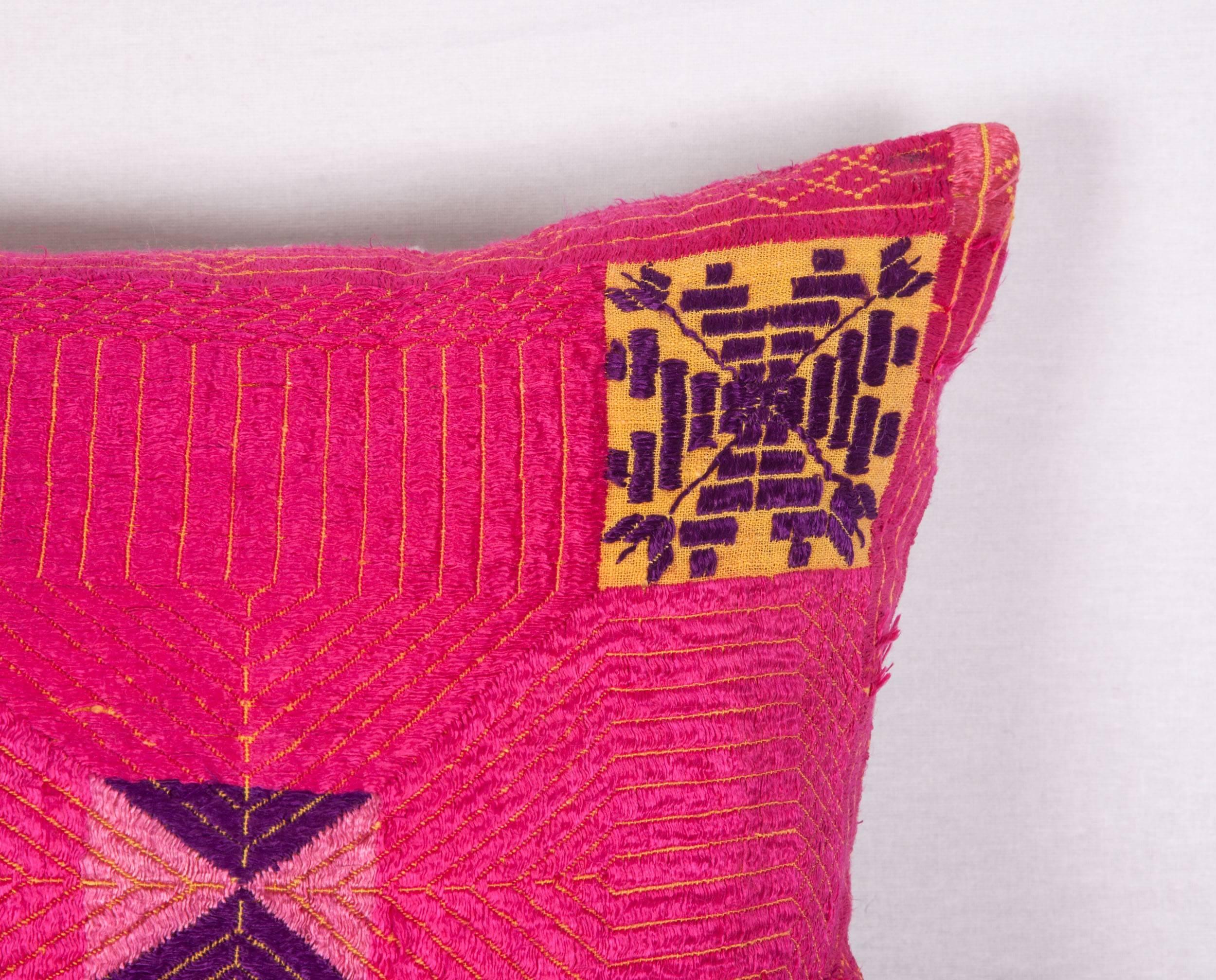 Pakistani Pillow Made Out of a 1930s Swat Embroidery For Sale