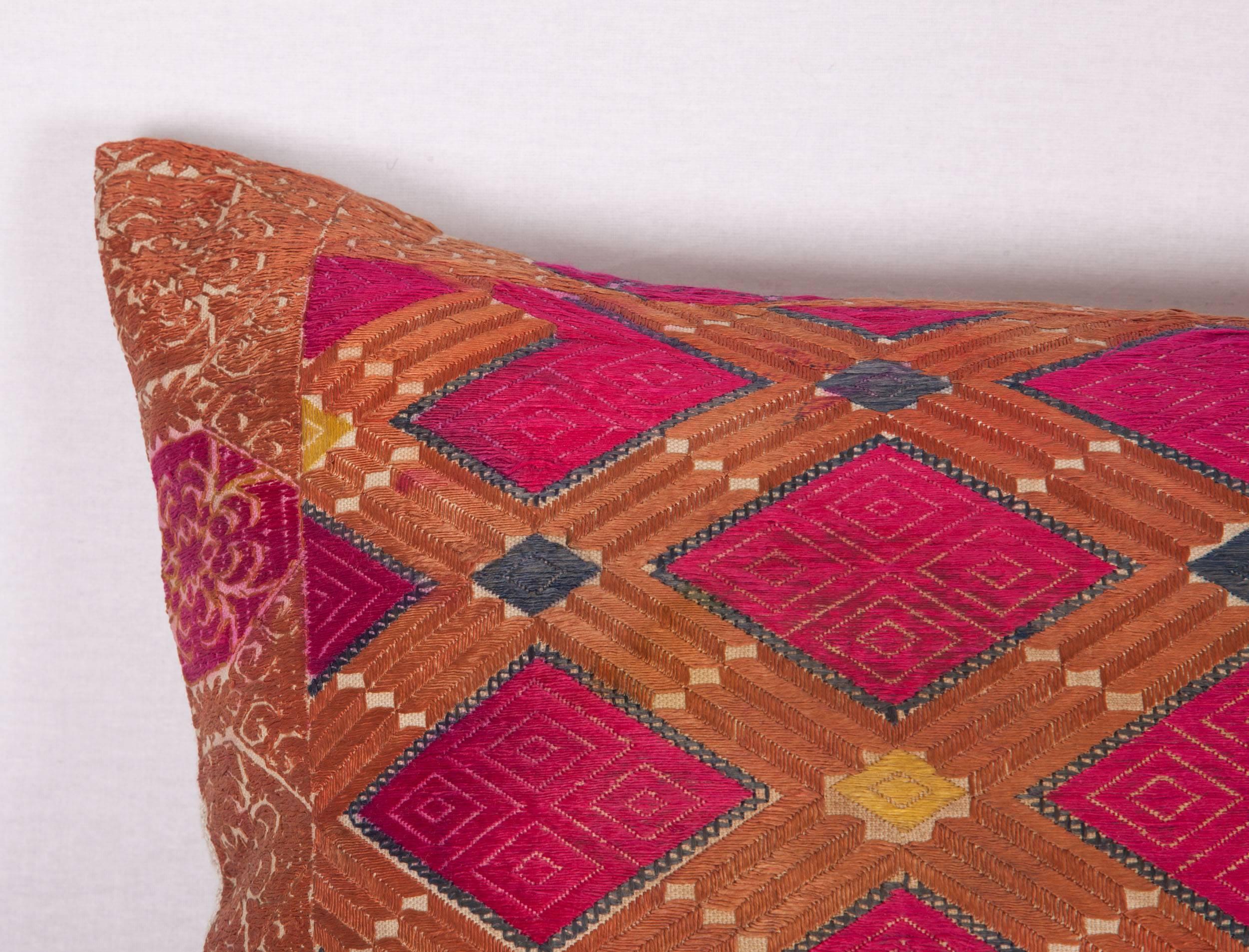 Suzani Pillow Made Out of a 1930s Swat Embroidery For Sale