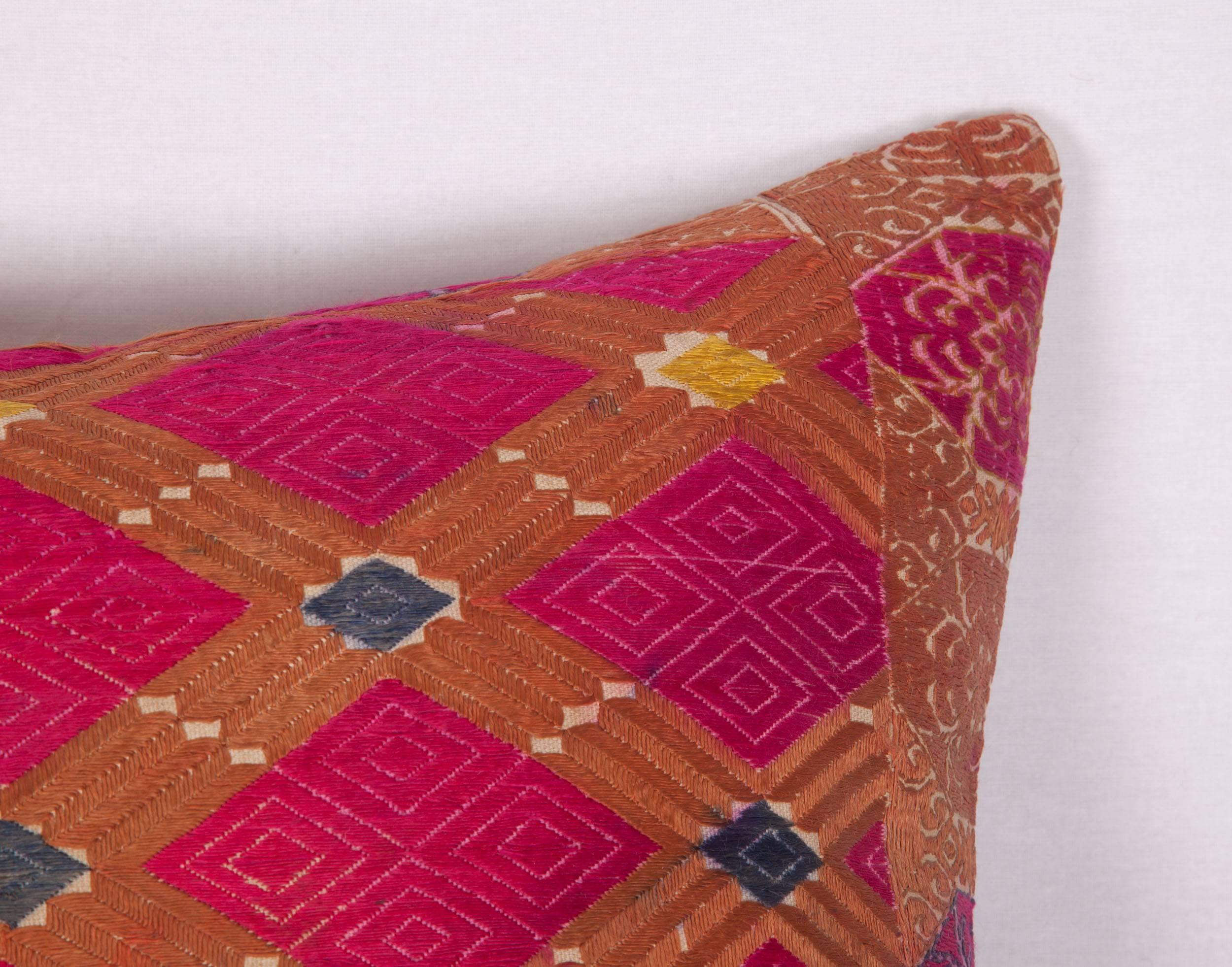 Pakistani Pillow Made Out of a 1930s Swat Embroidery For Sale