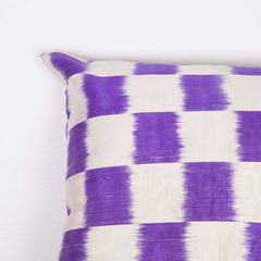 Ikat Pillow Made Out of an 1900s Uzbek Ikat