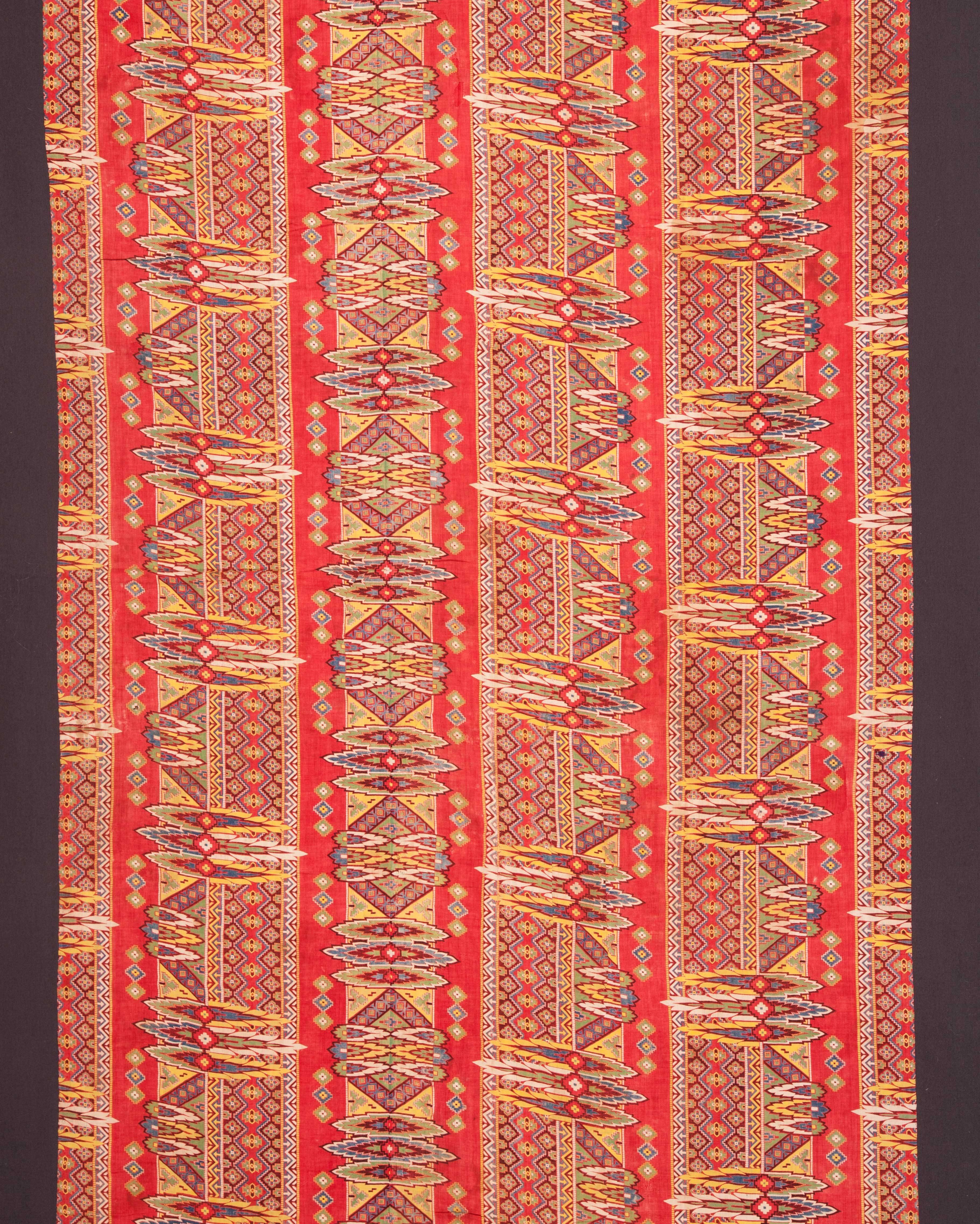 Islamic Late 19th Century Russian Roller Printed Cotton Cloth For Sale