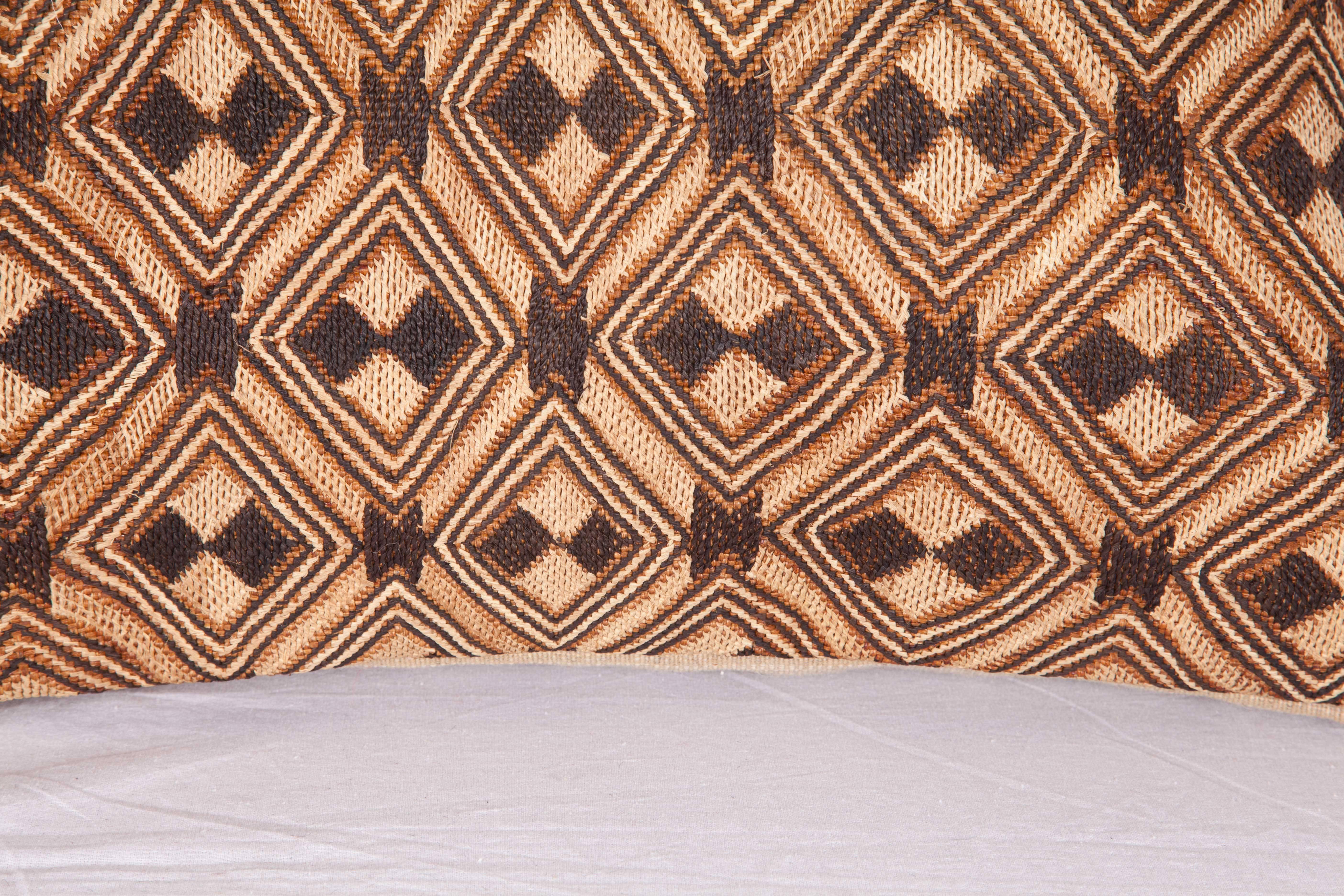 Congolese Vintage African Kuba Raffia Pillow