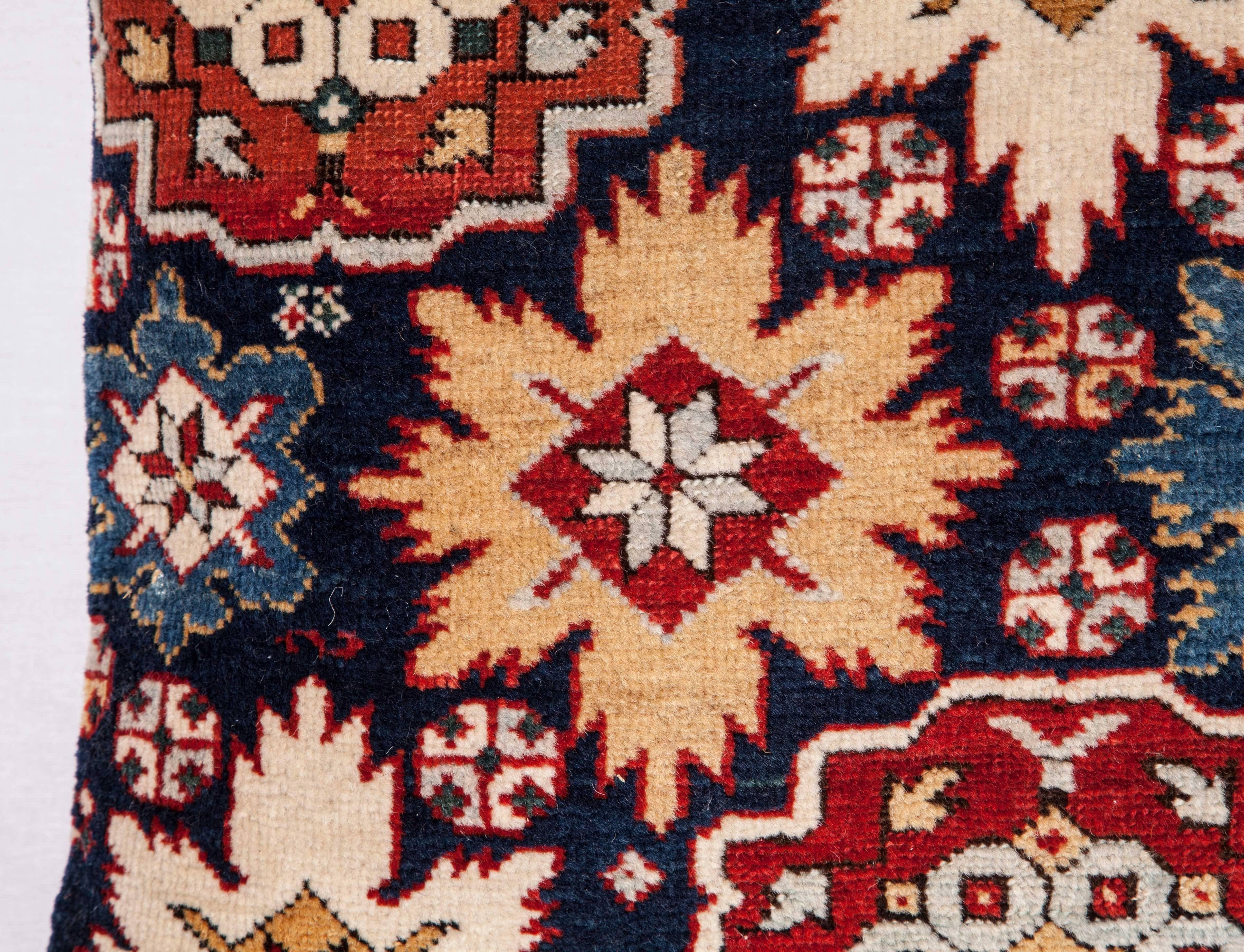 Tribal Pillow Made Out of a 19th Century Caucasian Shrivan Rug Fragment