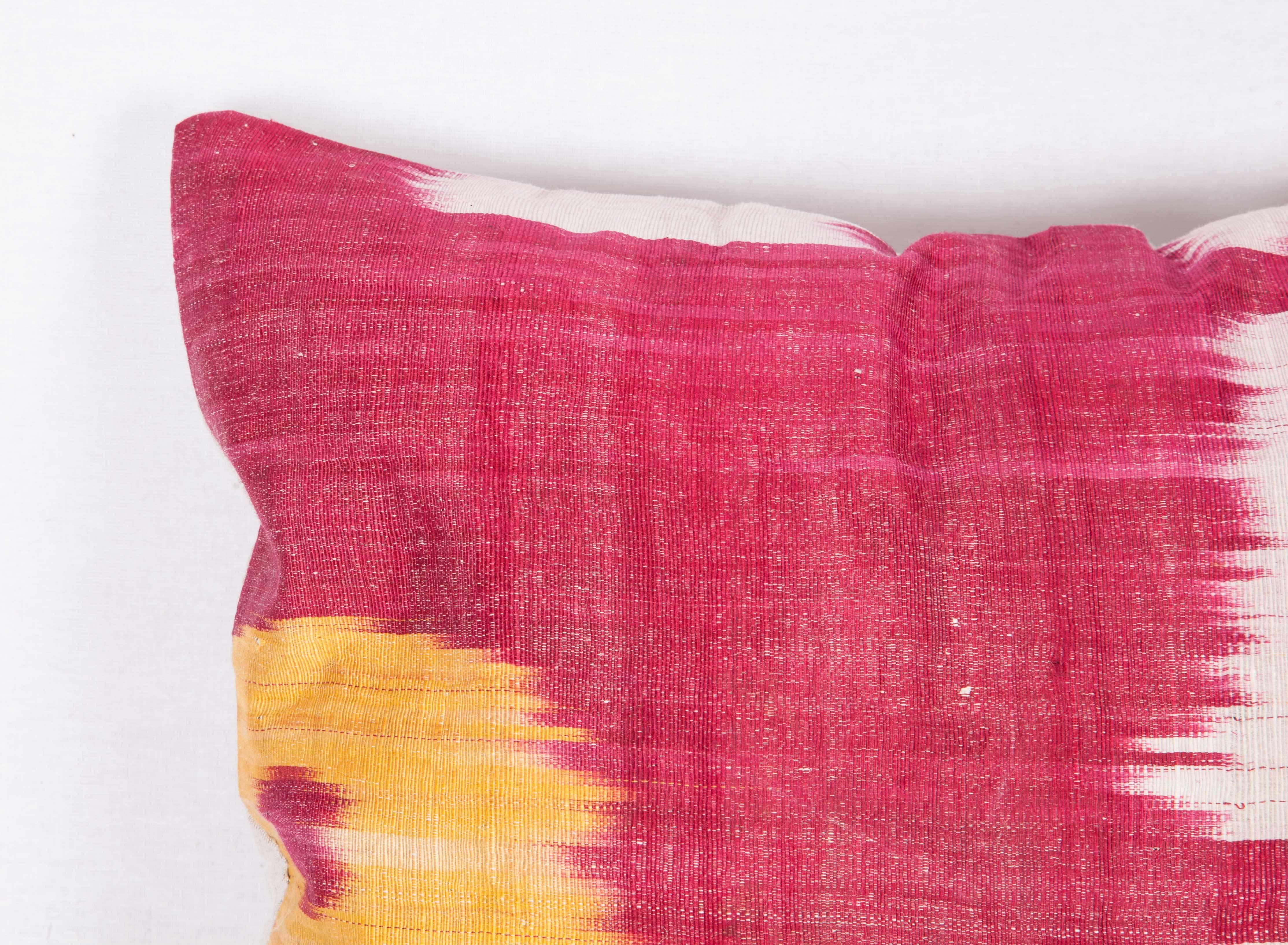 Tribal Pillow Made Out of a Late 19th Century Uzbek Bukhara Ikat Fragment