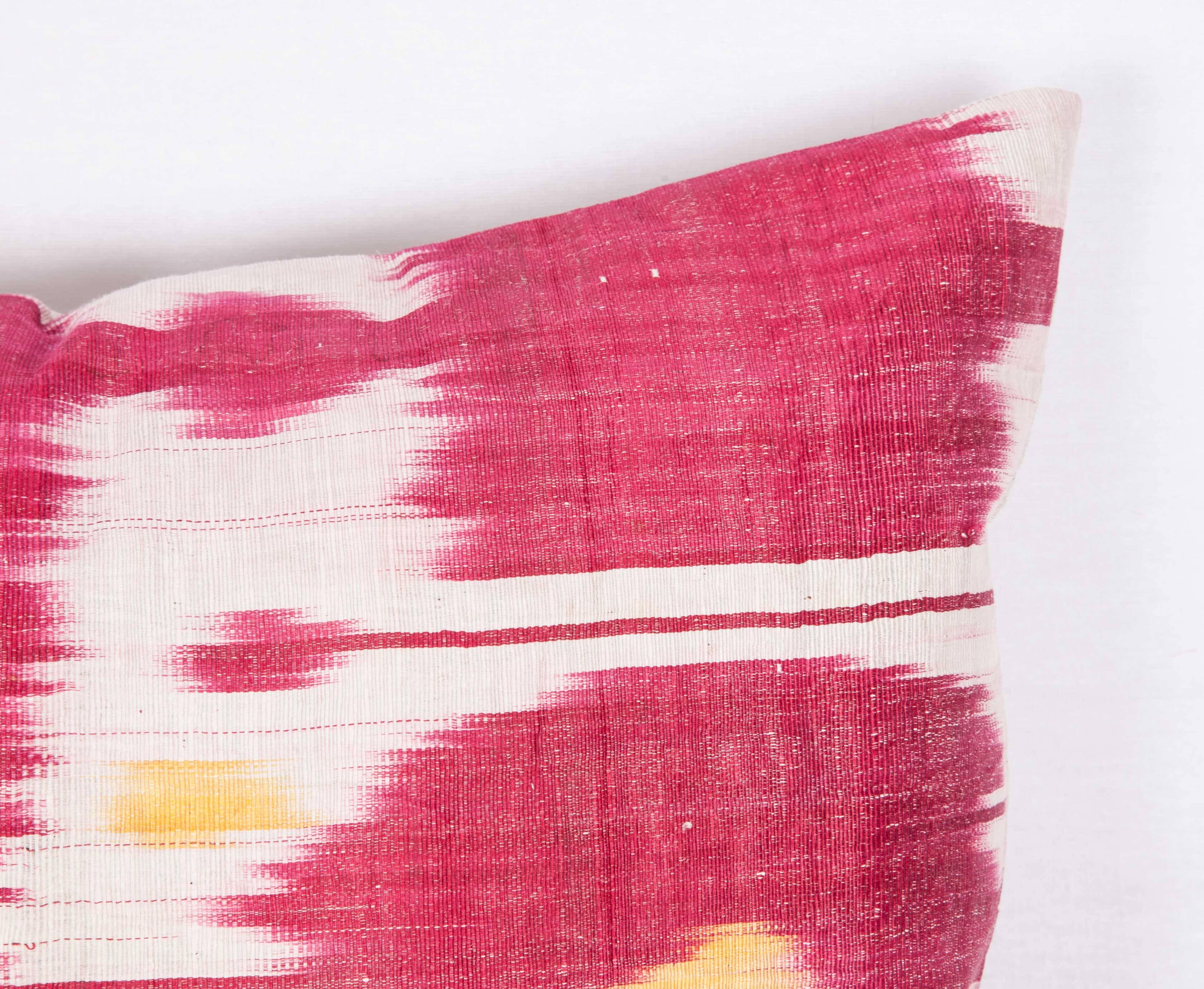 Hand-Woven Pillow Made Out of a Late 19th Century Uzbek Bukhara Ikat Fragment