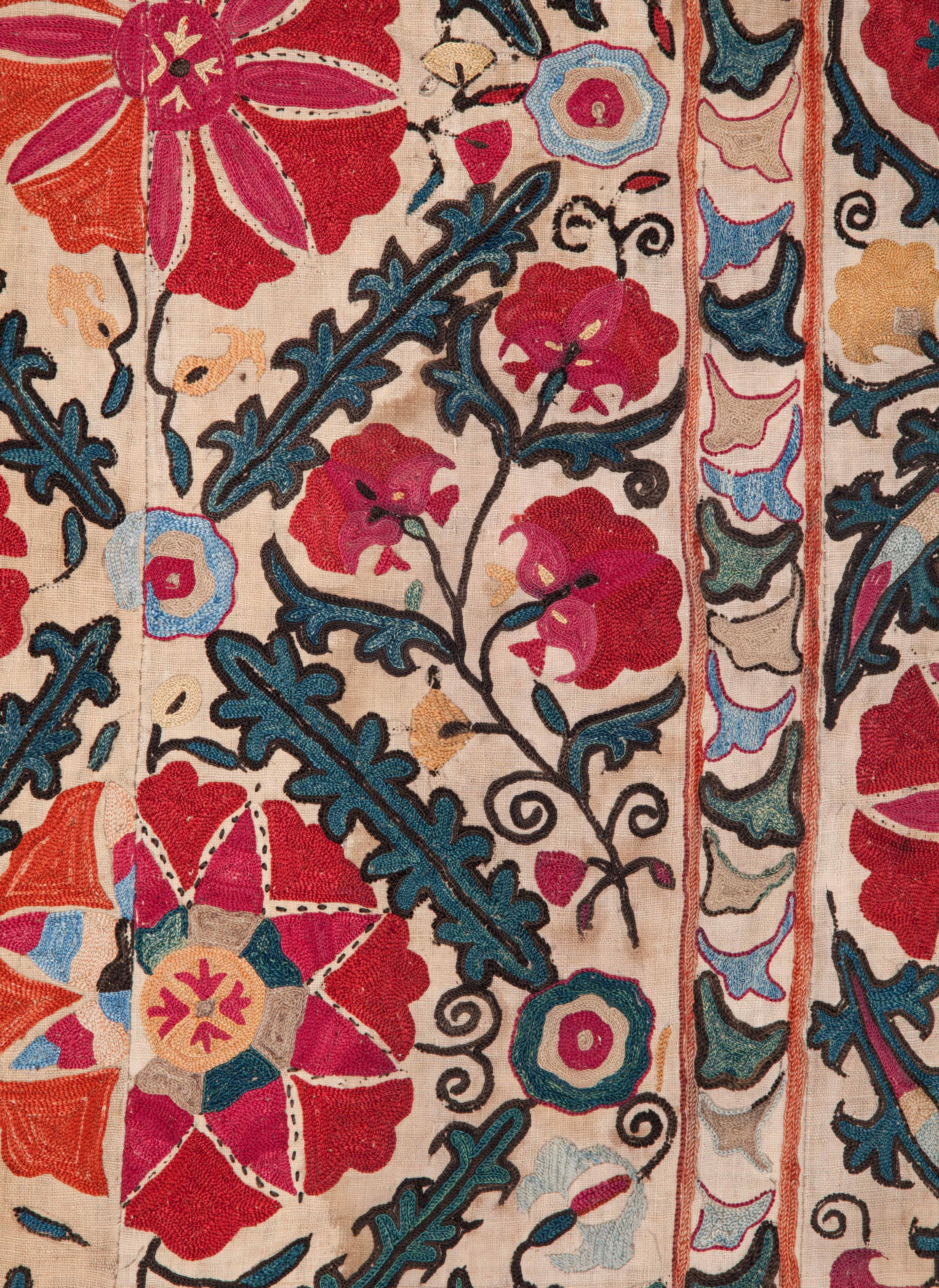 19th Century Uzbek Suzani from Bukhara Silk on Cotton 3