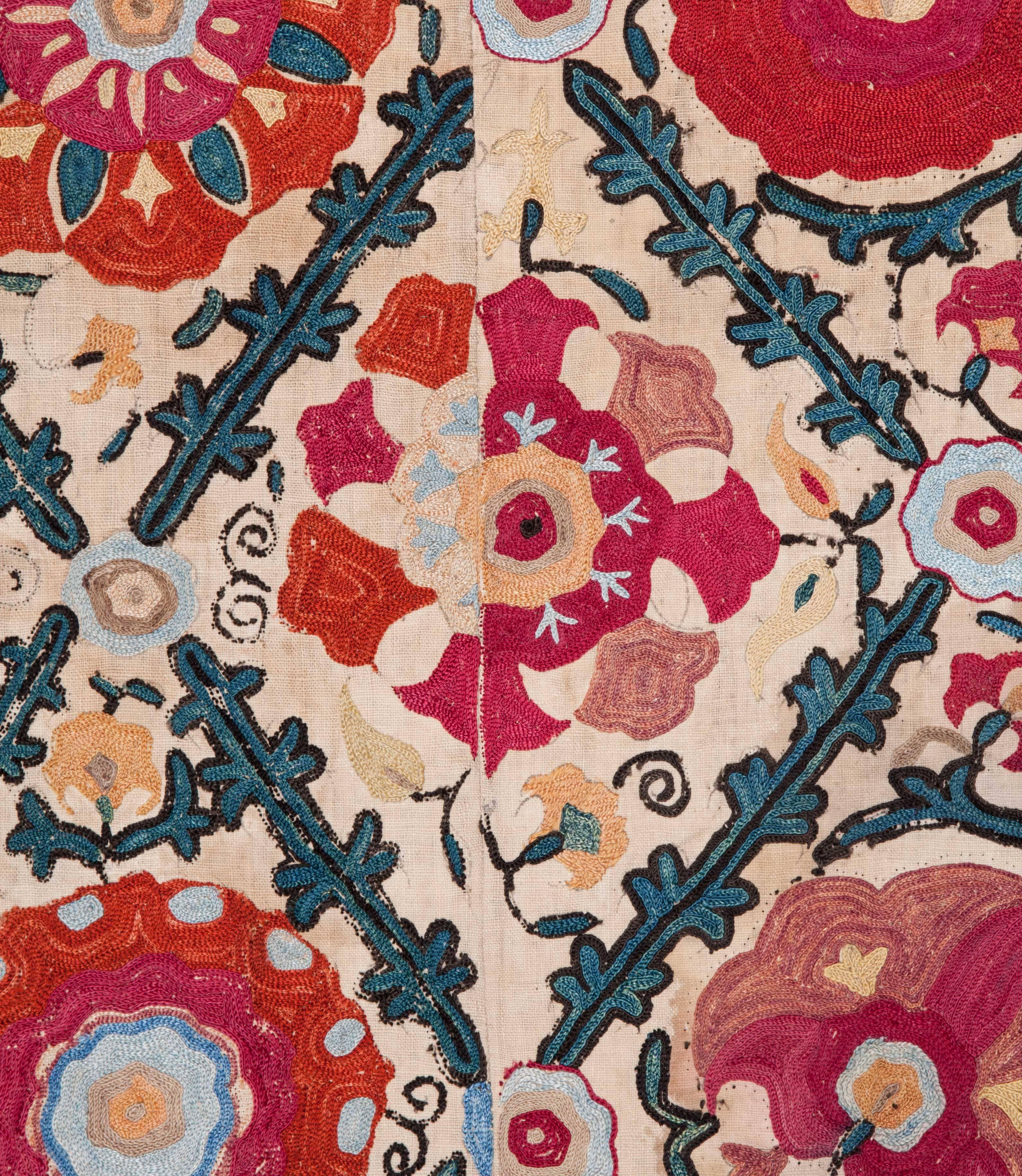 19th Century Uzbek Suzani from Bukhara Silk on Cotton 5