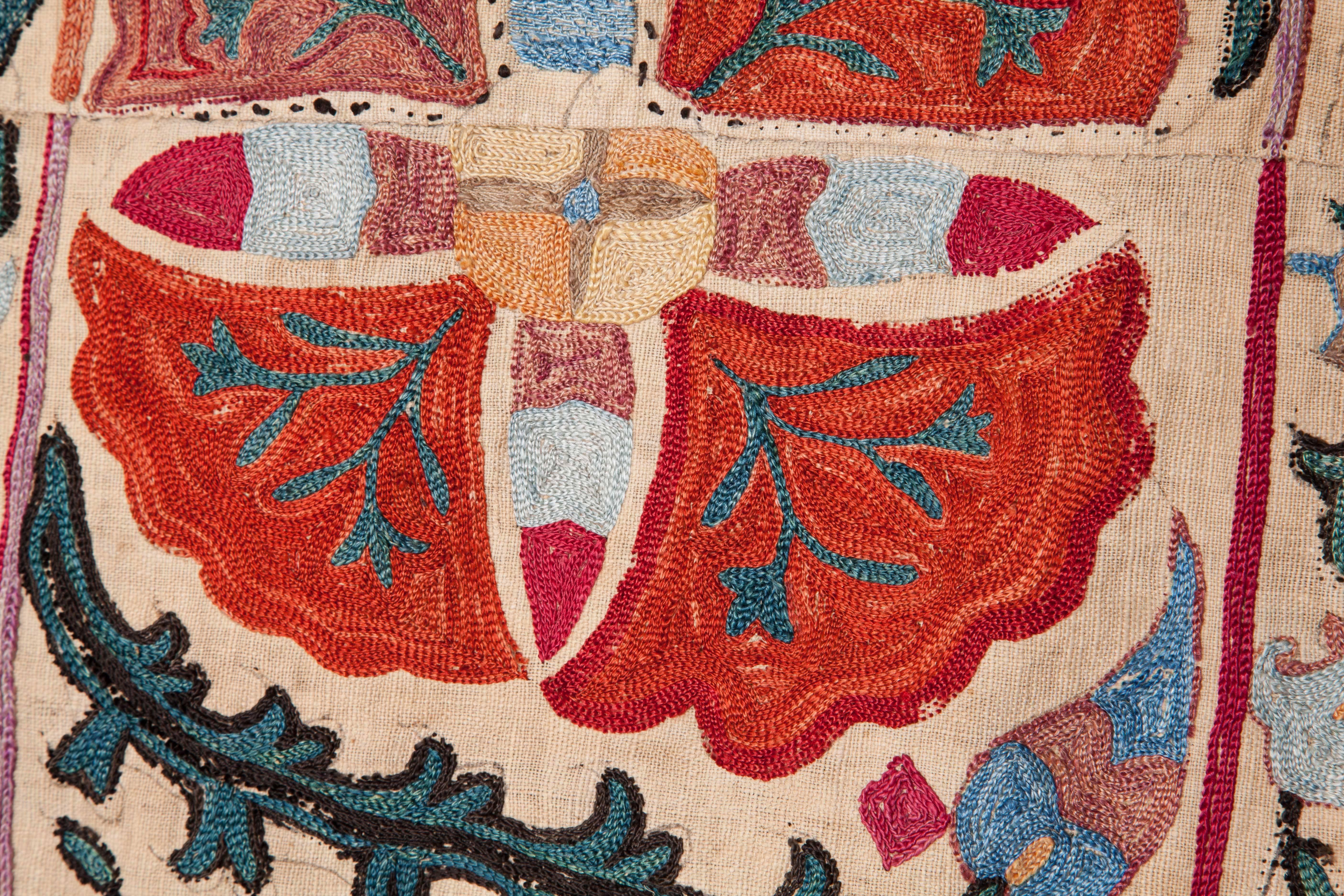 19th Century Uzbek Suzani from Bukhara Silk on Cotton 6