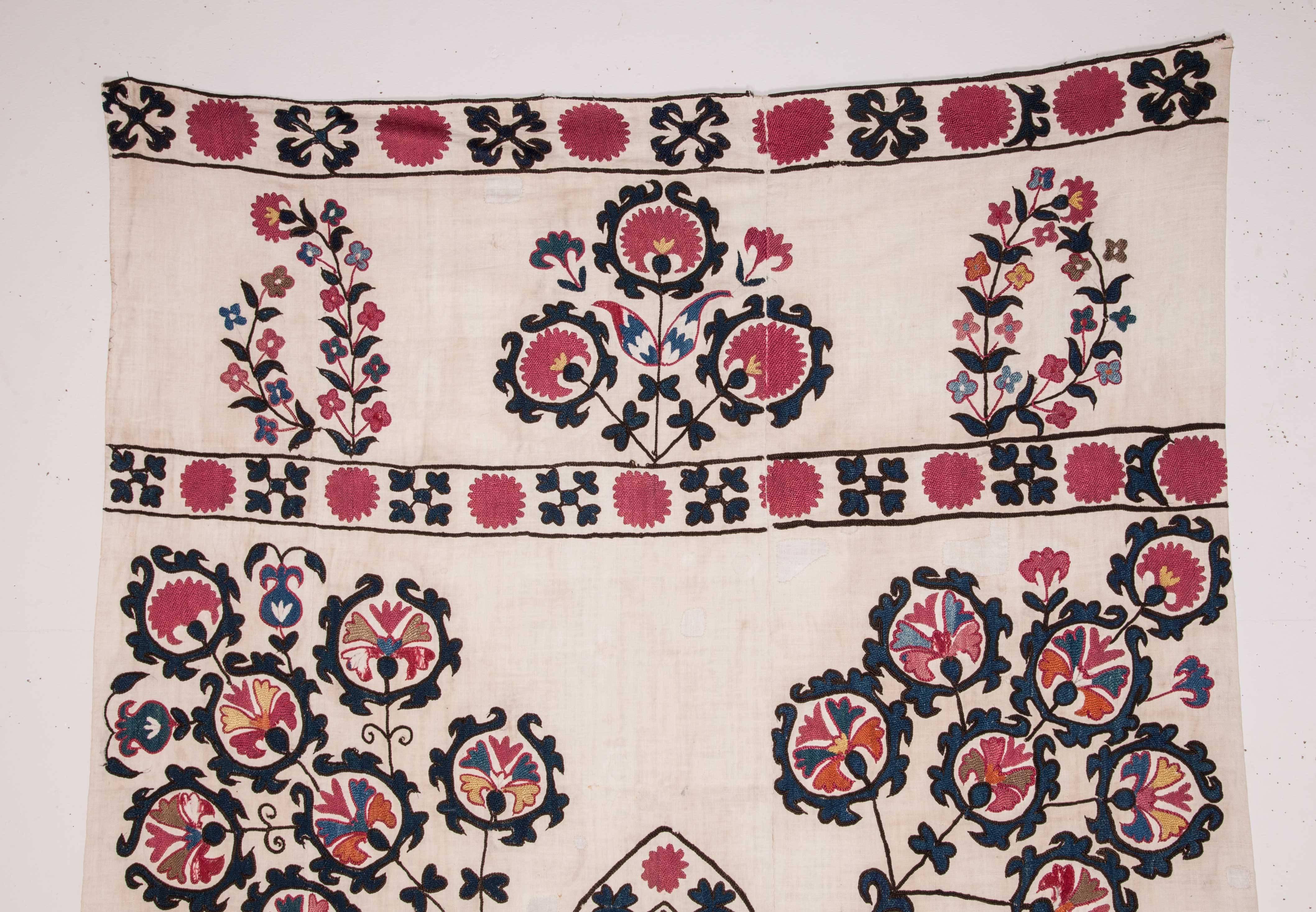 Embroidered 19th Century Uzbek Suzani Fragment from Tashkent
