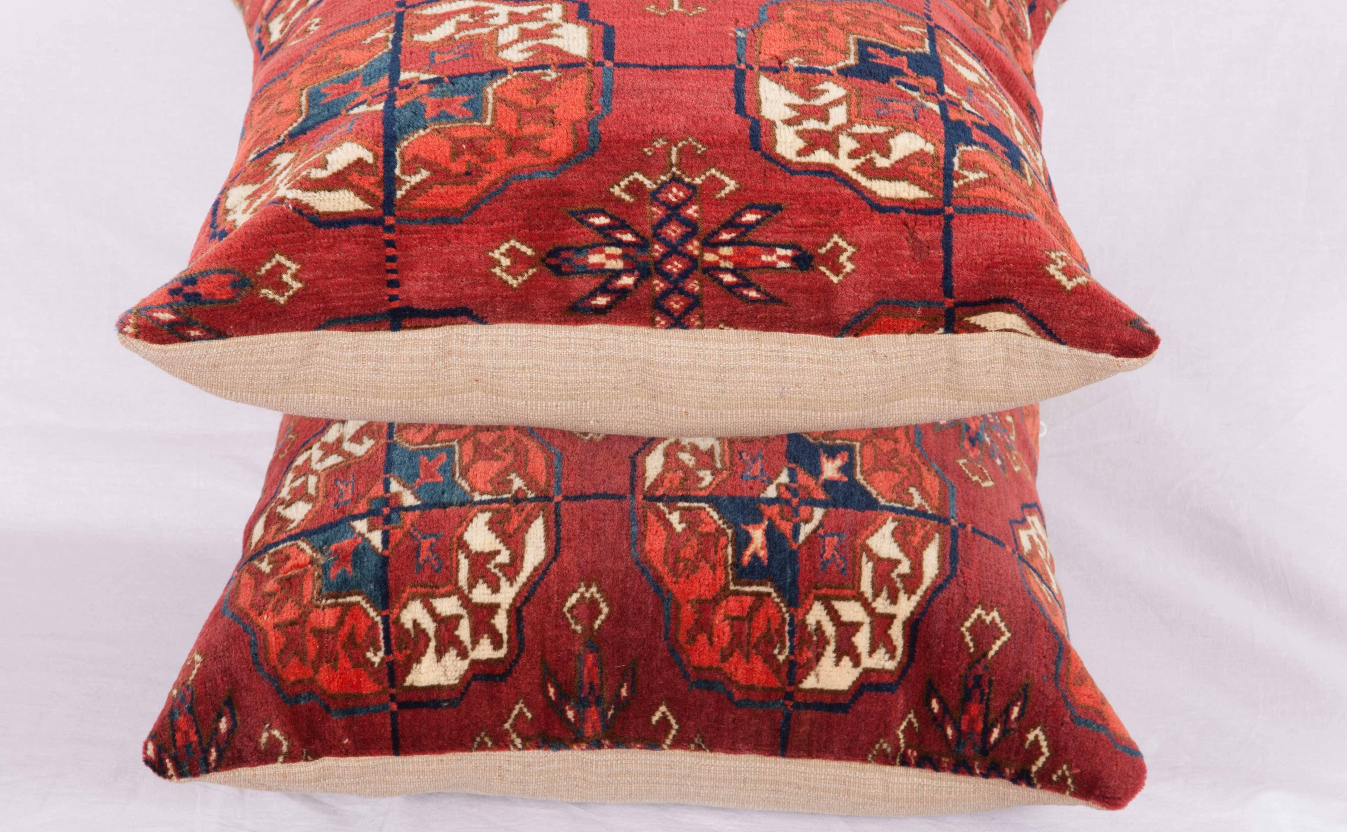 Antique Pillows Made Out of a 19th Century Turkmen Tekke Tribe Main Rug Fragment In Good Condition In Istanbul, TR