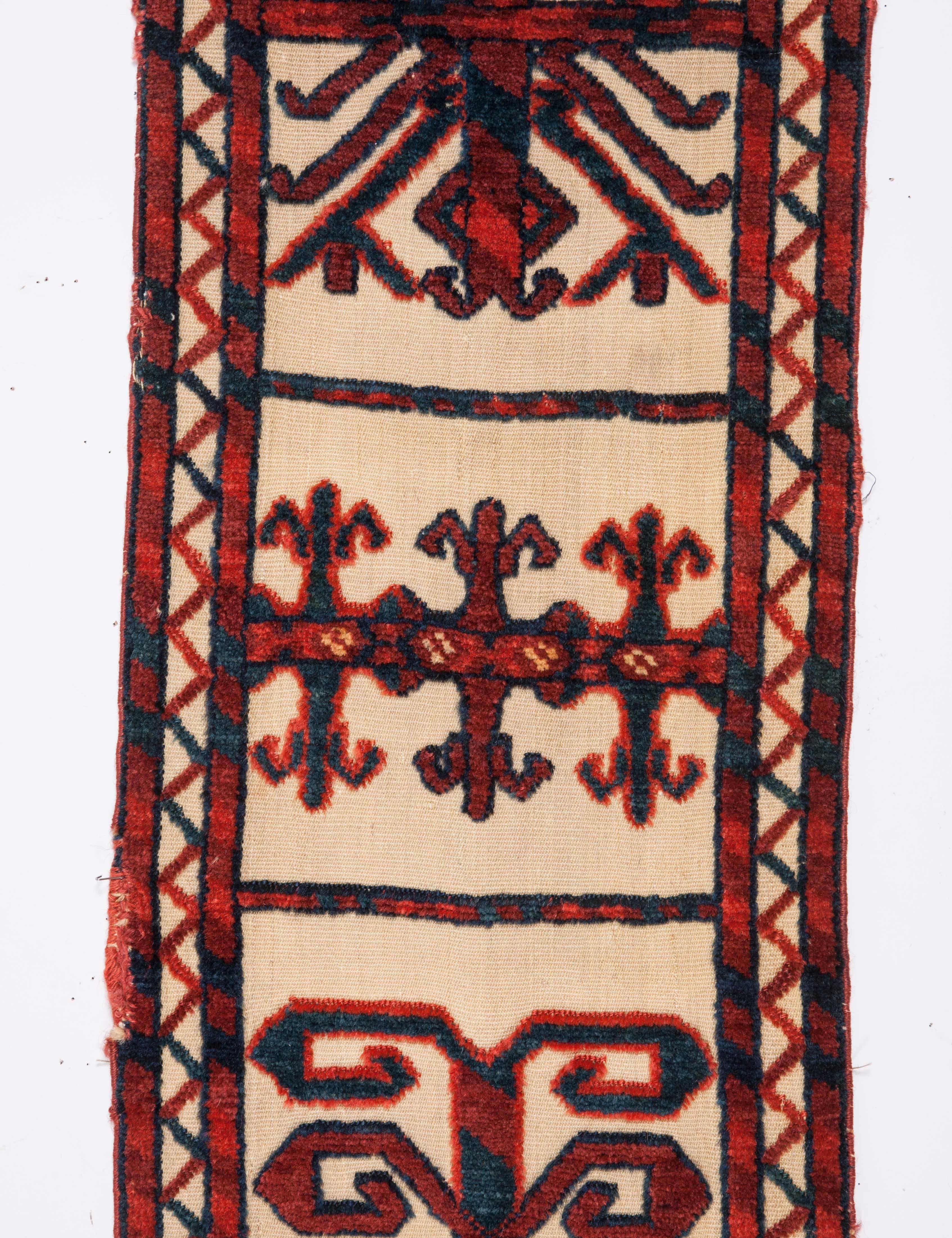 Mid-19th Century Turkmen Tekke Tribe Tent Band Fragment Wt Great Colors and Wool For Sale 1