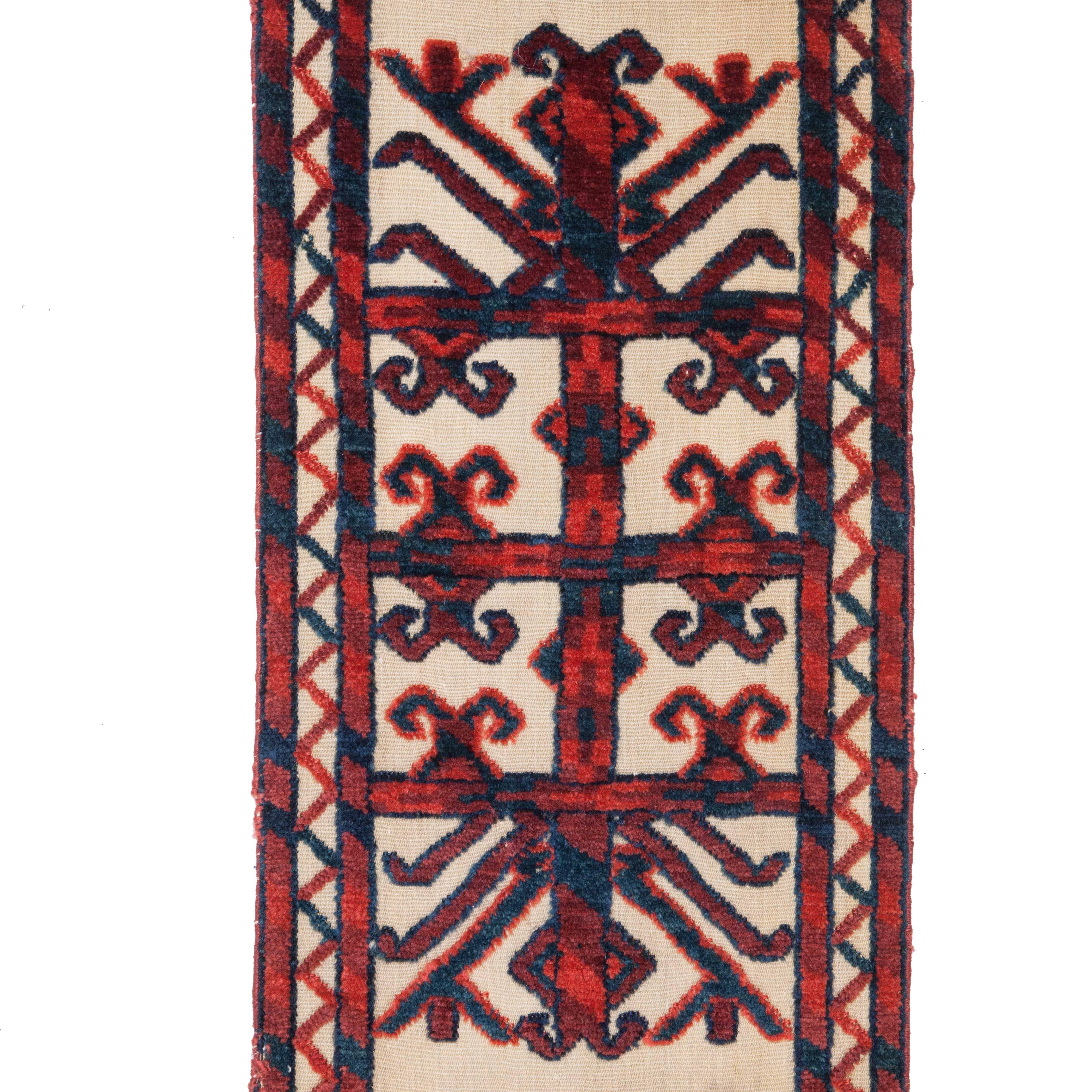 Mid-19th Century Turkmen Tekke Tribe Tent Band Fragment Wt Great Colors and Wool For Sale 2