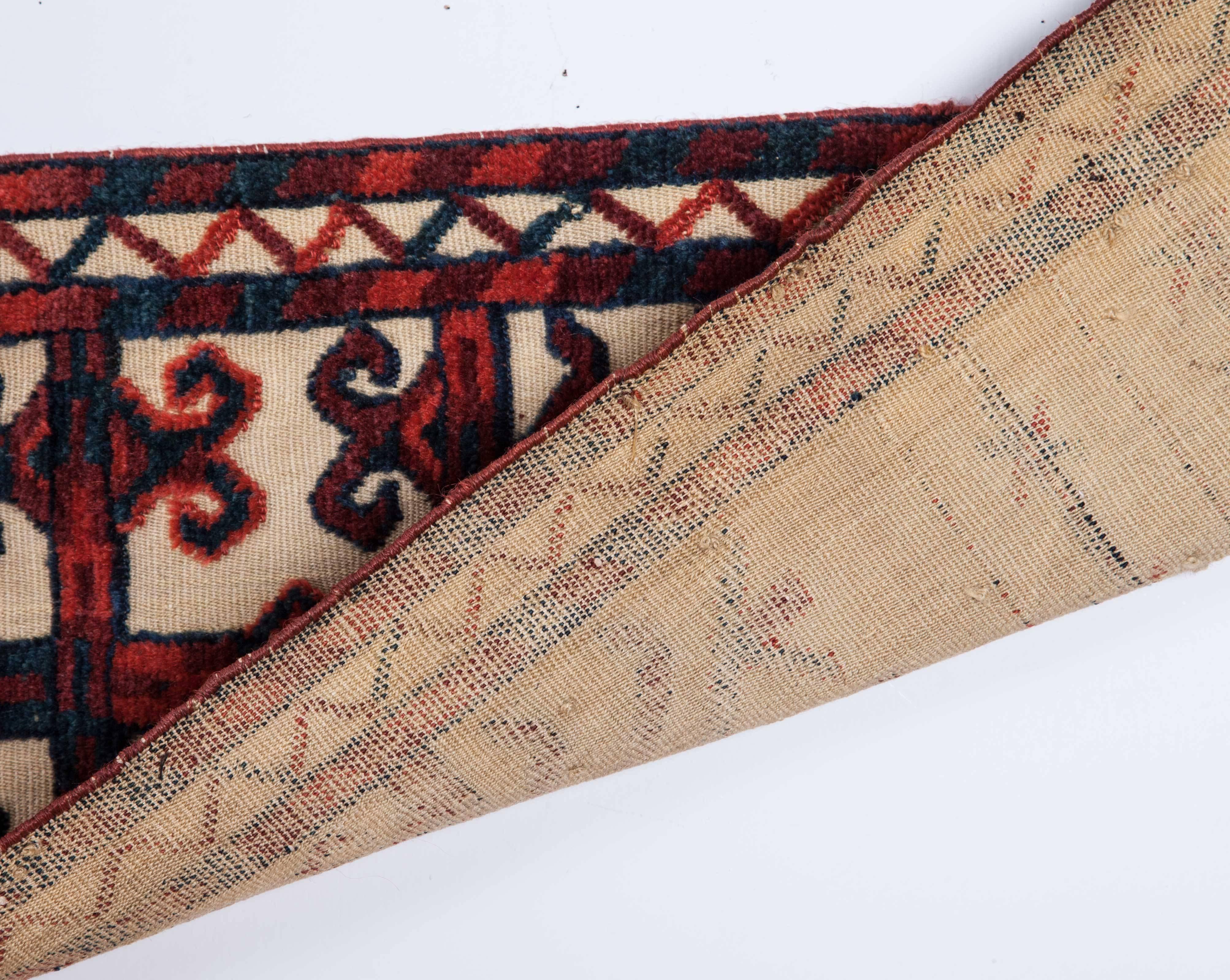 Mid-19th Century Turkmen Tekke Tribe Tent Band Fragment Wt Great Colors and Wool For Sale 4